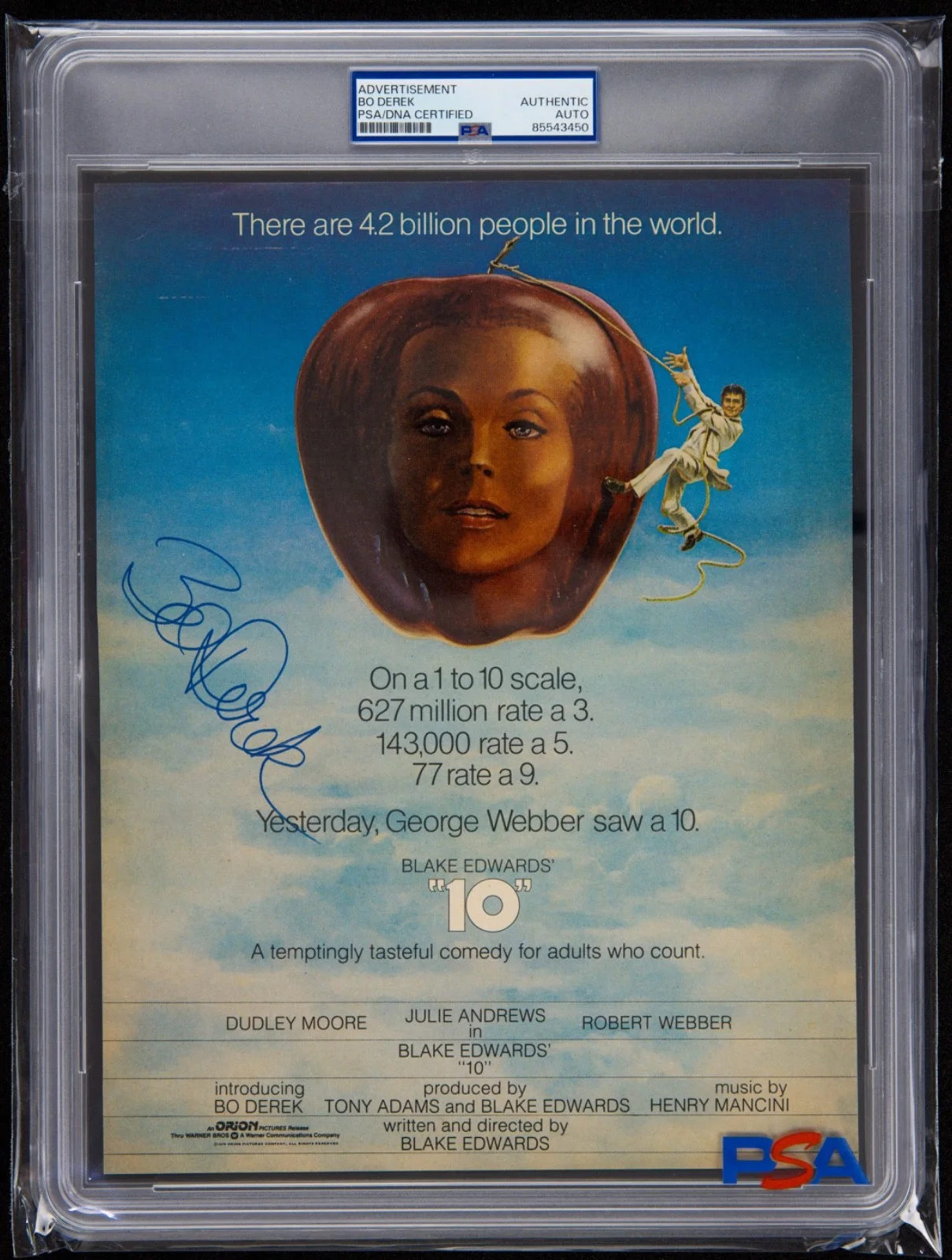 Bo Derek — Bo Derek Signed Magazine Advertisement (PSA) 10 Movie Poster Breakthrough Role