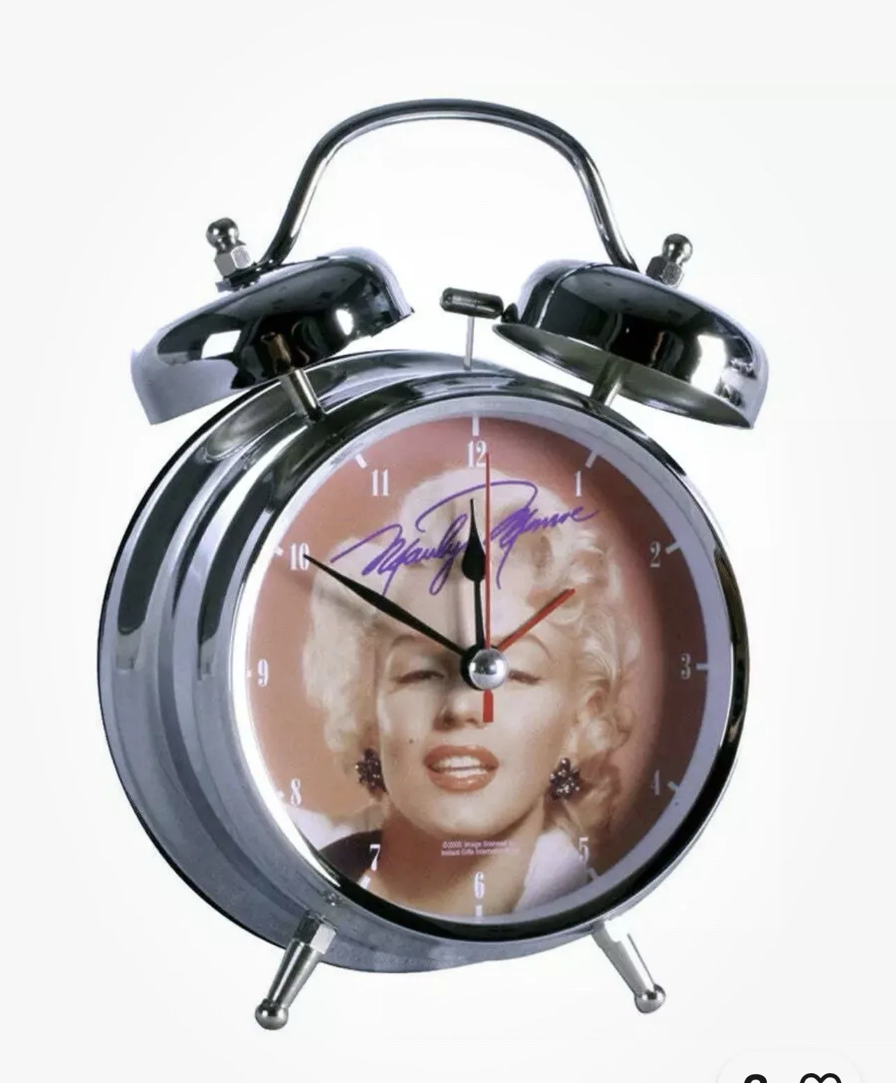 VINTAGE MARILYN MONROE DOUBLE BELL CHROME ALRM CLOCK, image 3