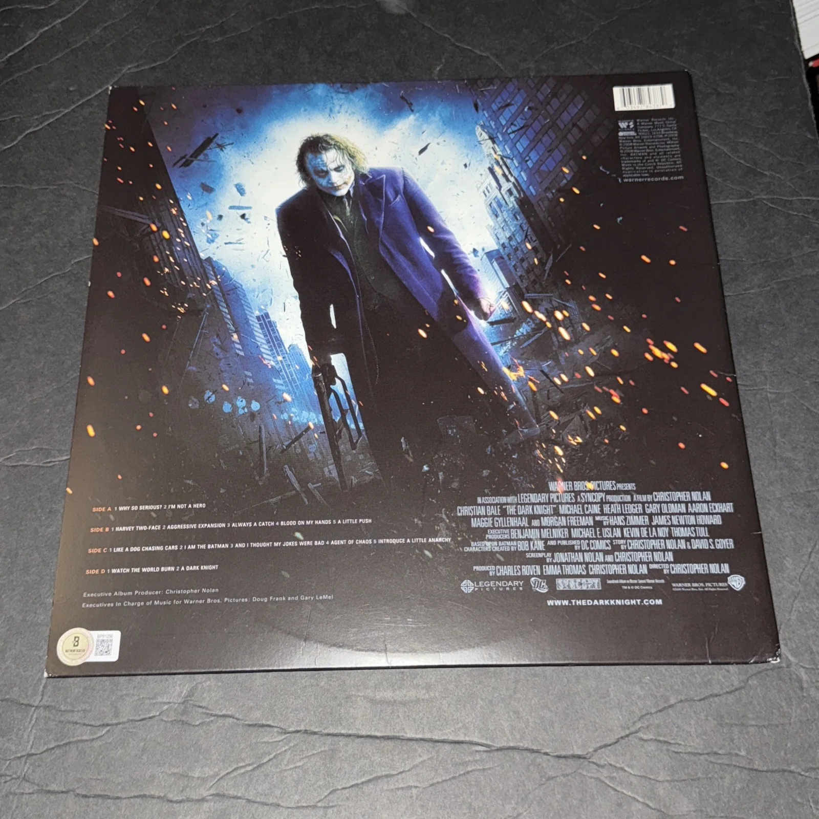 Christian Bale Signed Batman The Dark Knight Soundtrack Vinyl Record Beckett BAS, image 2