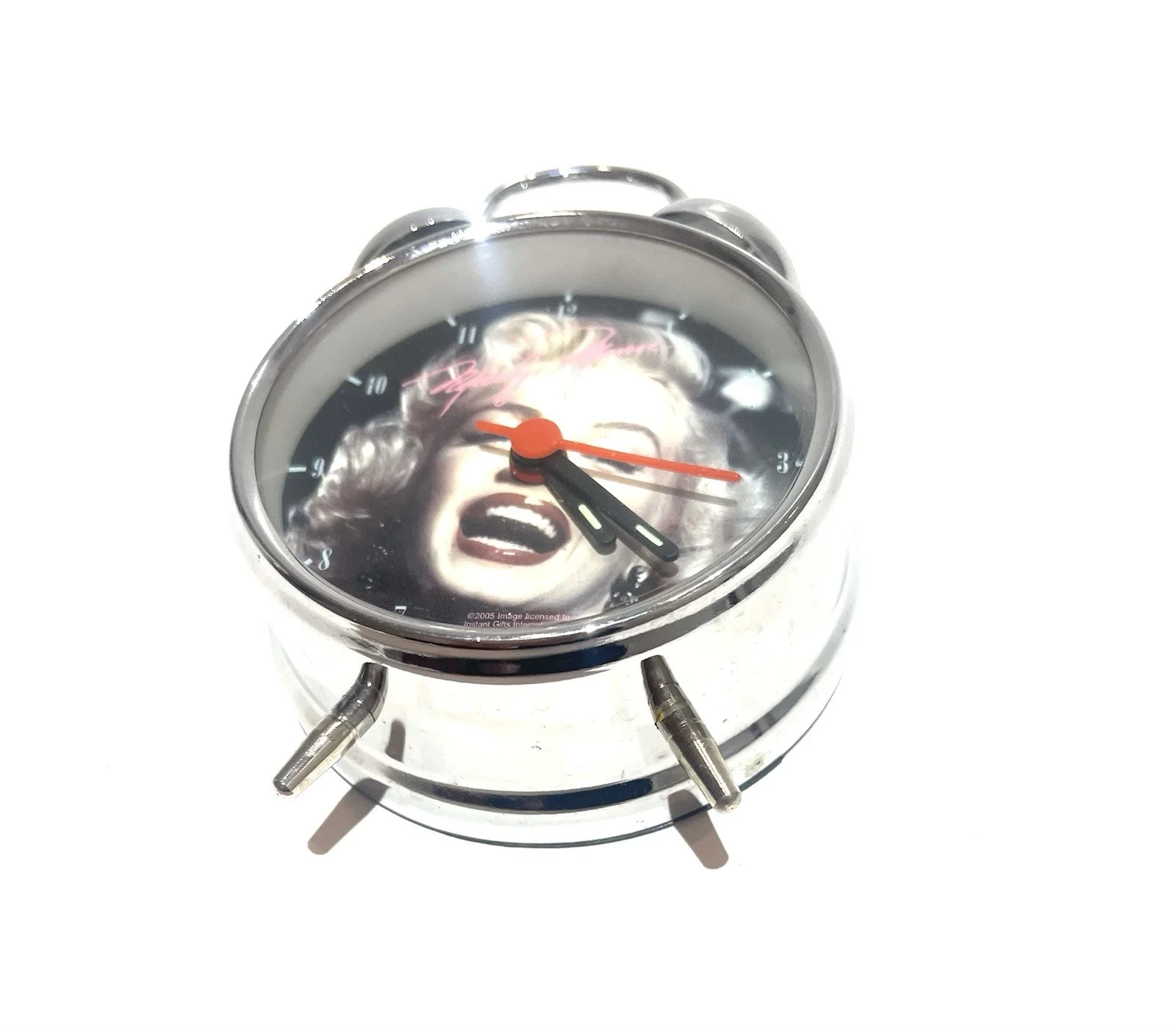 VINTAGE MARILYN MONROE DOUBLE BELL CHROME ALRM CLOCK, image 2