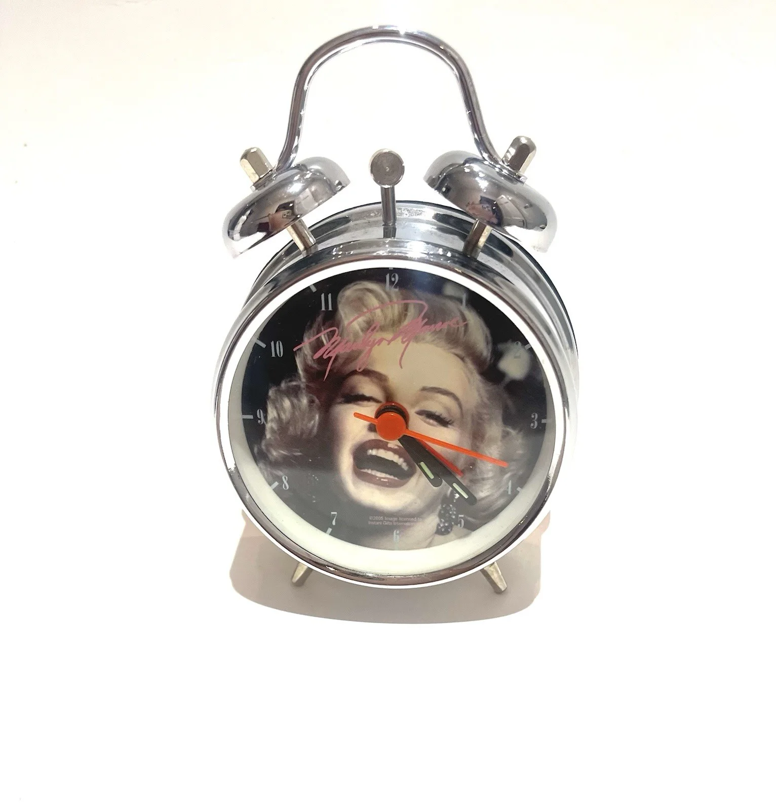 VINTAGE MARILYN MONROE DOUBLE BELL CHROME ALRM CLOCK, image 3