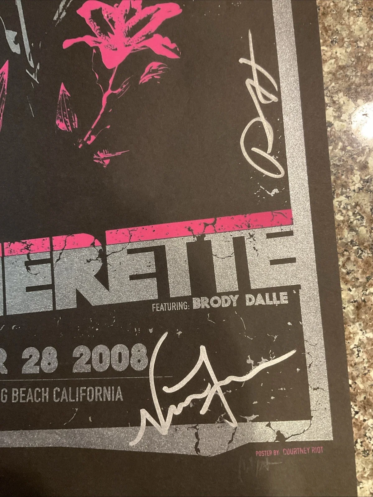 13x19.5 Brody Dalle & Spinnerette Band Mates Signed Poster 2008 Alex Bar LBC, изображение 5