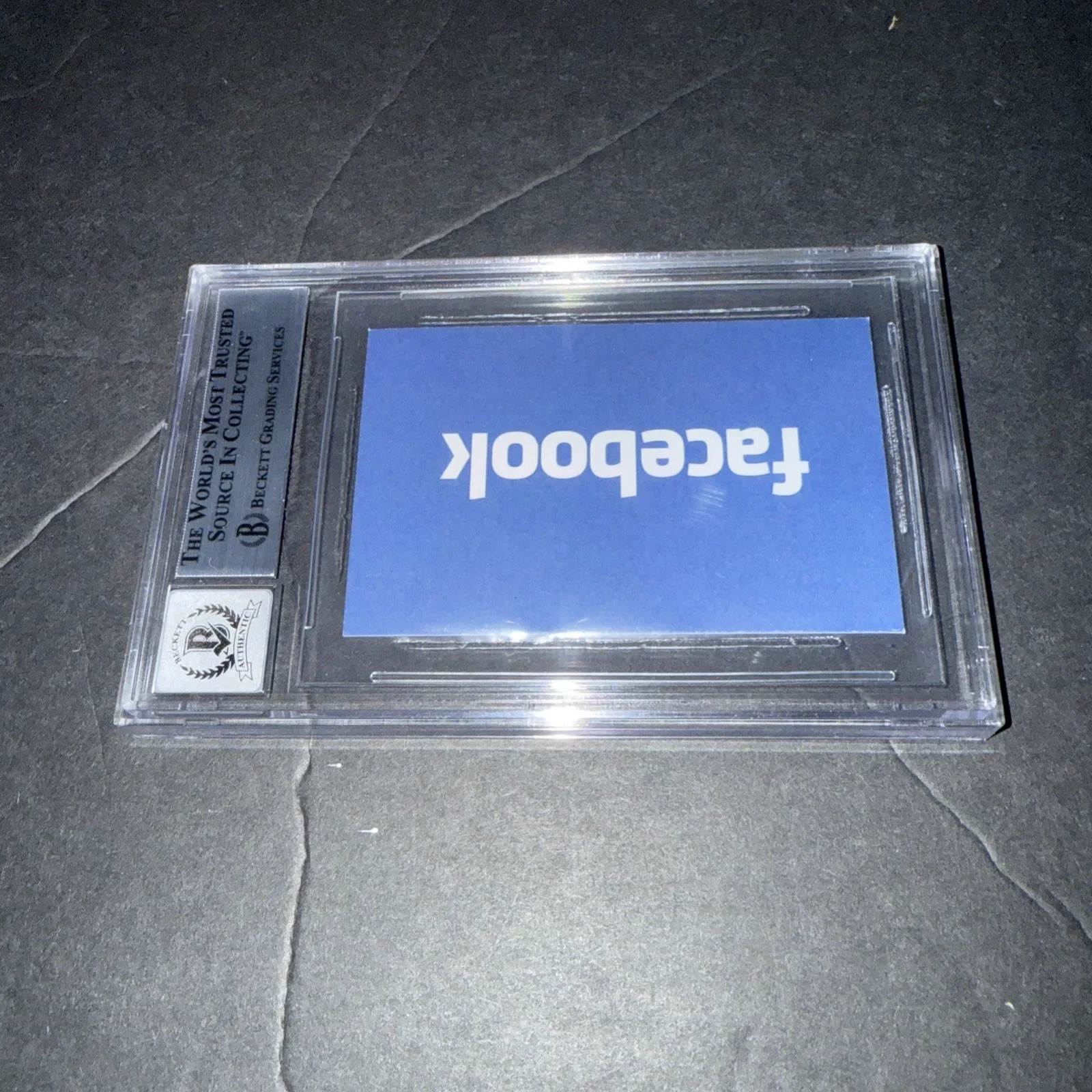 Jesse Eisenberg Signed Social Network Business Card 10 Slab Beckett BAS T, image 2