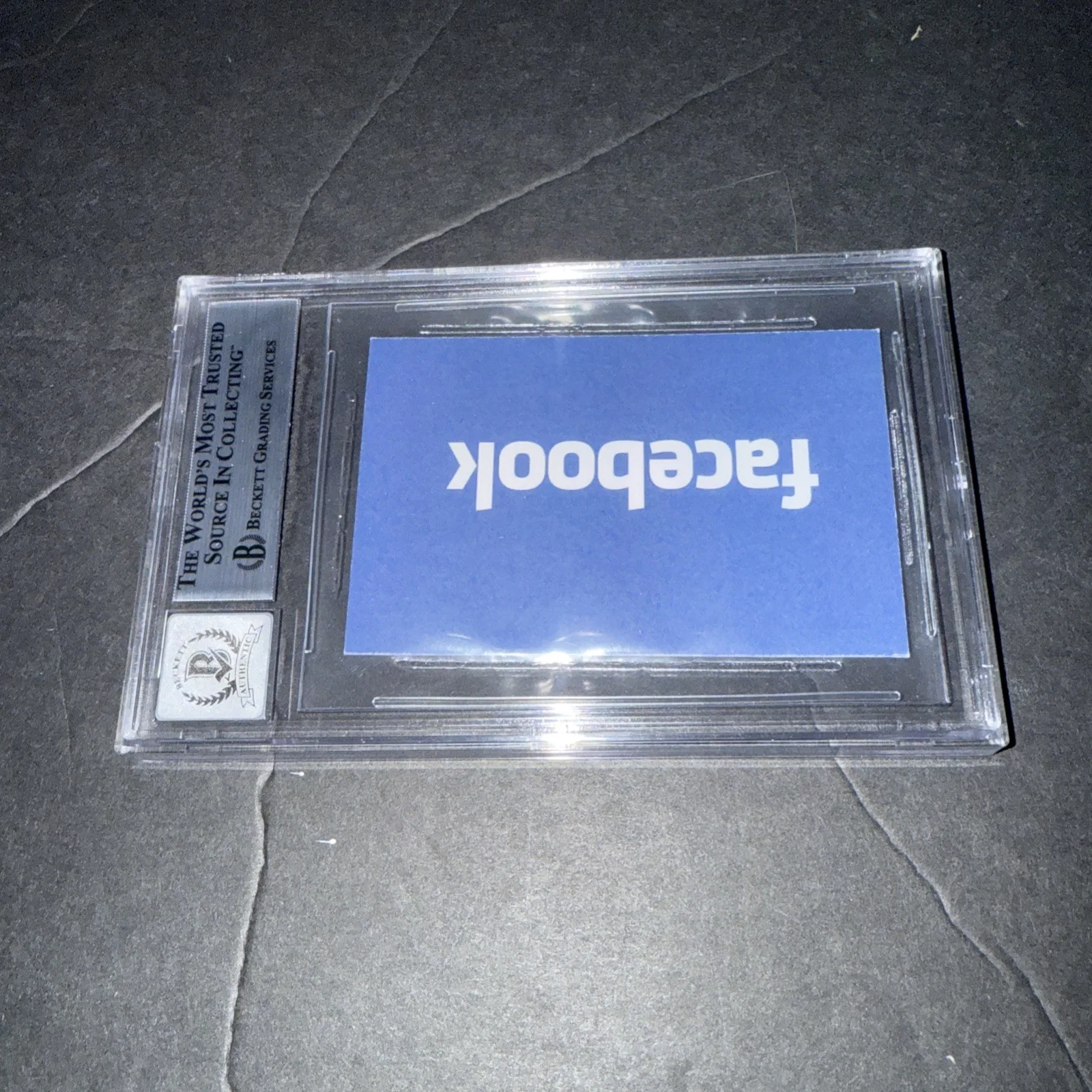 Jesse Eisenberg Signed Social Network Business Card 10 Slab Beckett BAS S, image 2