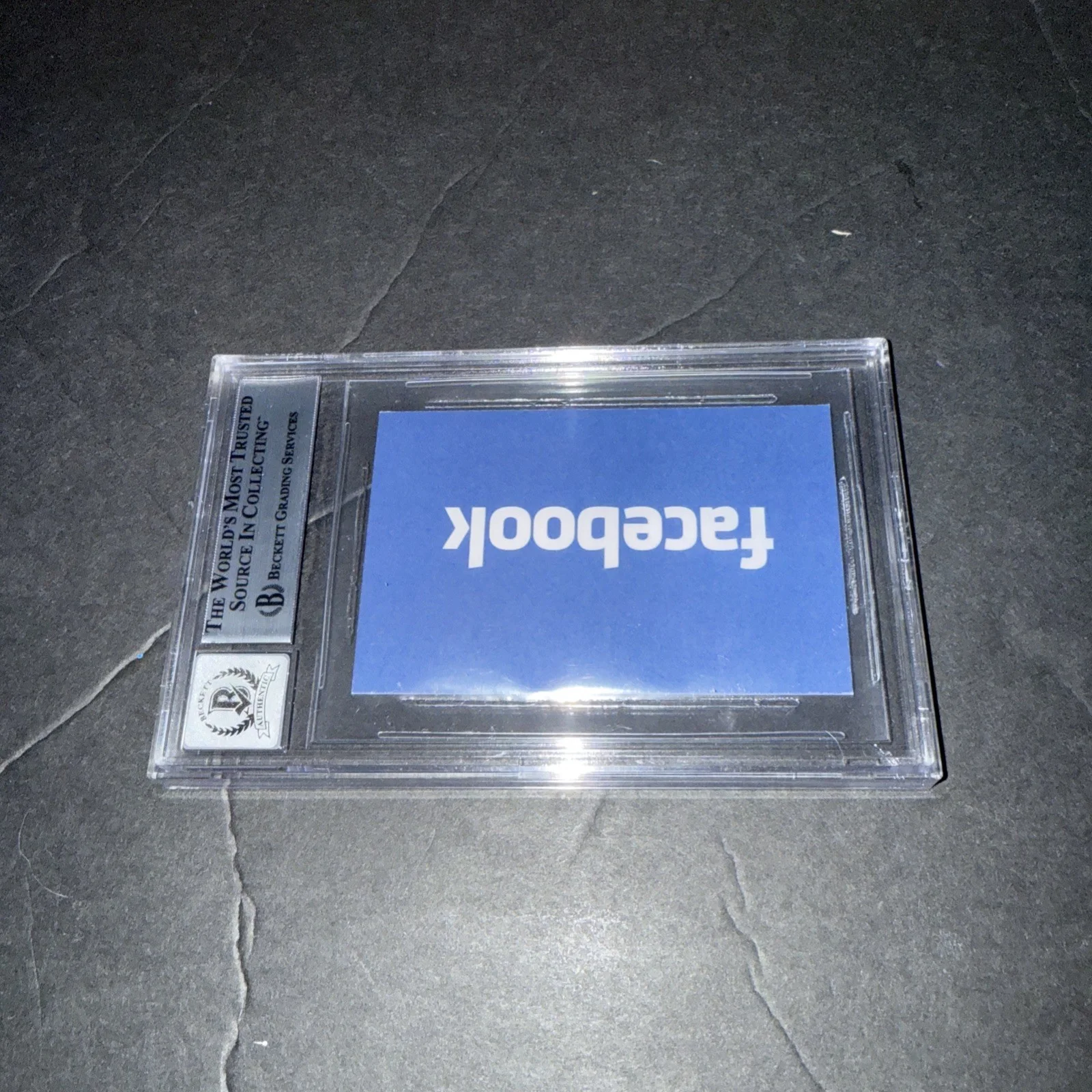 Jesse Eisenberg Signed Social Network Business Card 10 Slab Beckett BAS P, image 2
