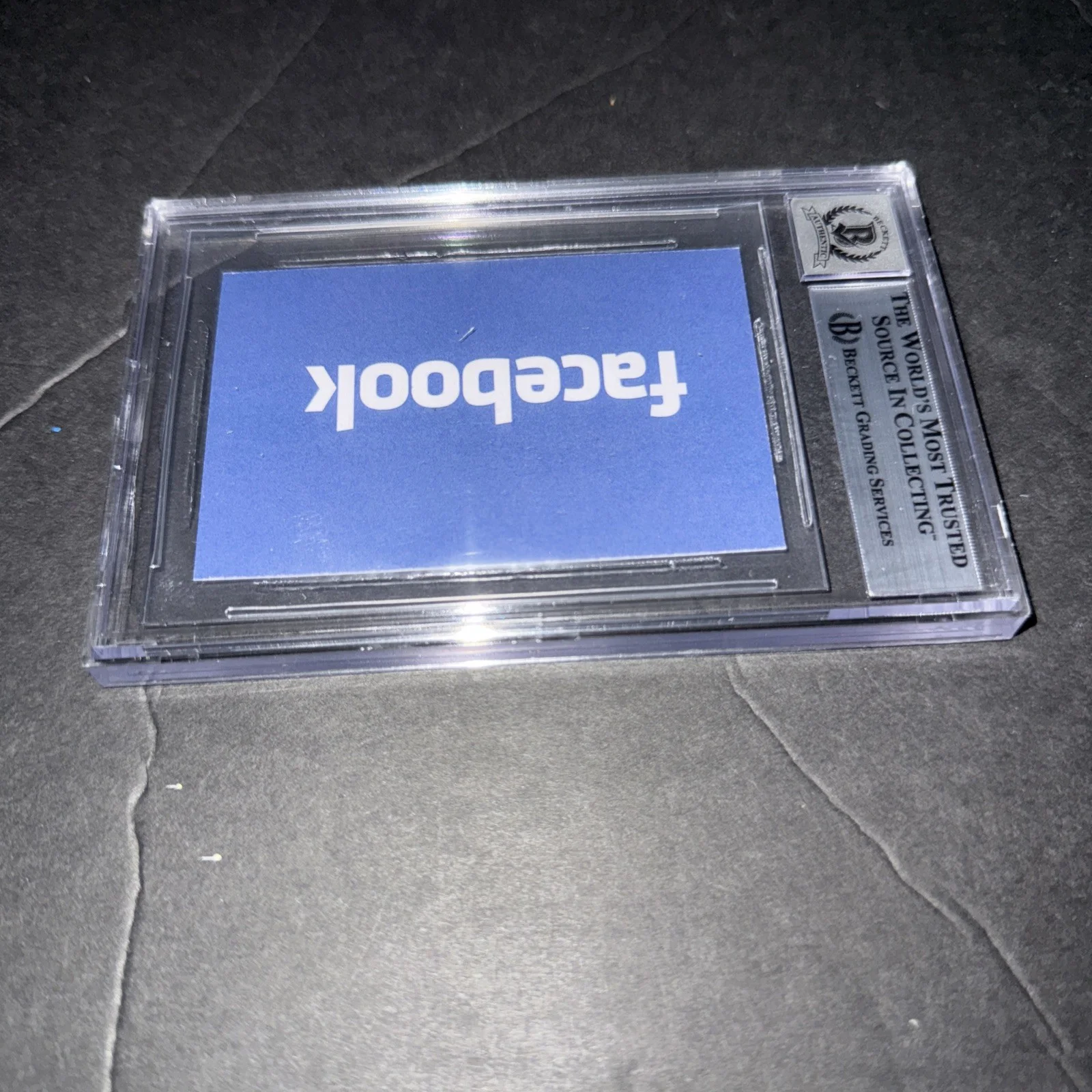 Jesse Eisenberg Signed Social Network Business Card 10 Slab Beckett BAS O, image 2