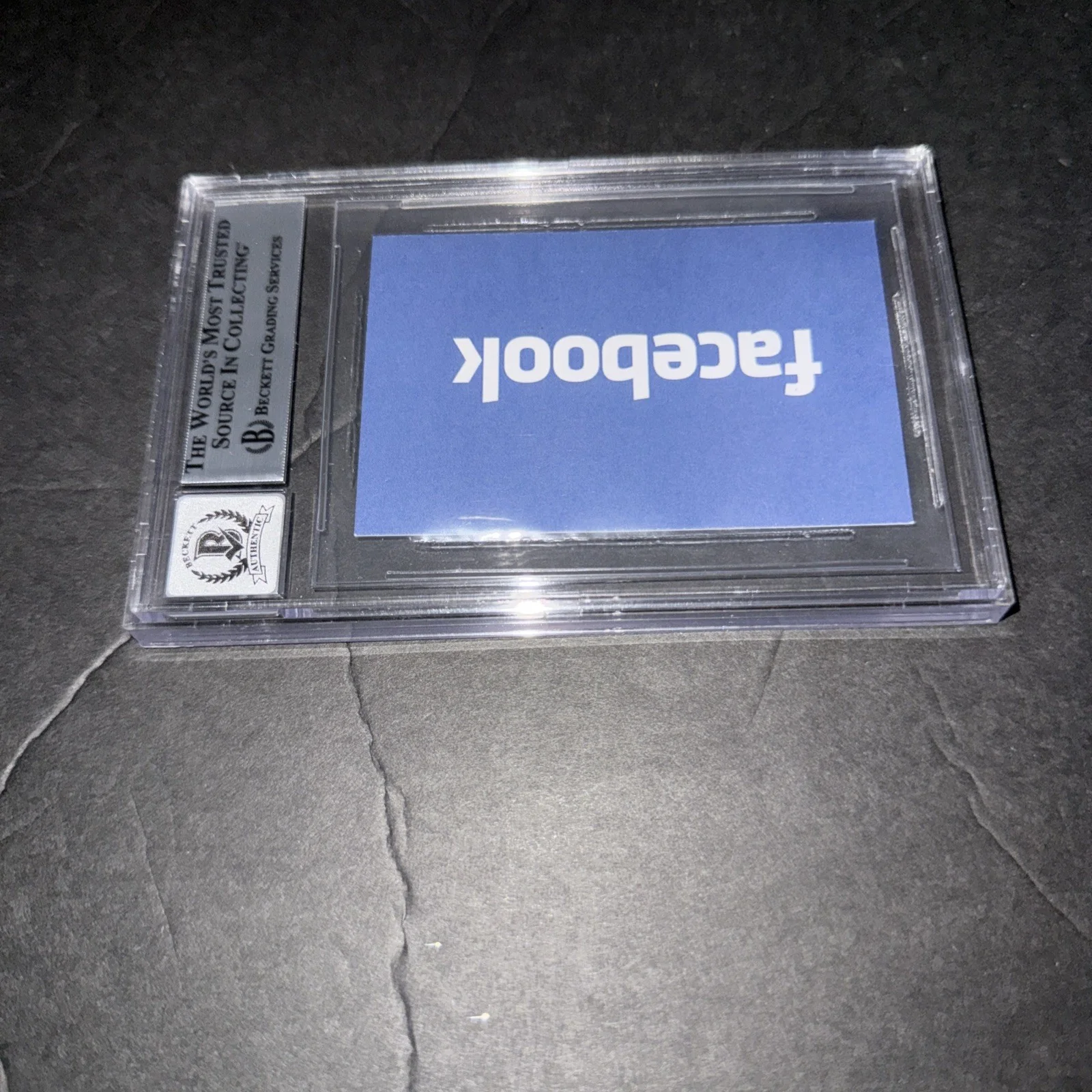 Jesse Eisenberg Signed Social Network Business Card 10 Slab Beckett BAS H, image 2