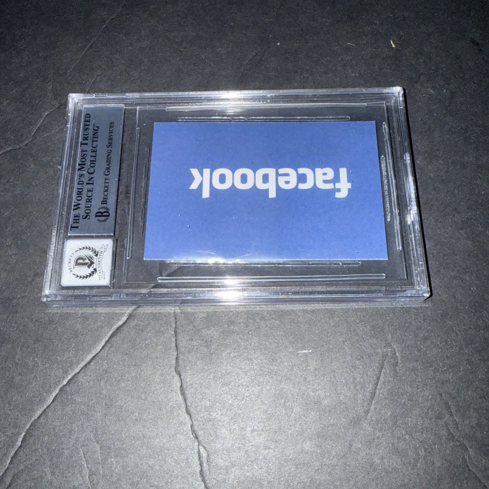 Jesse Eisenberg Signed Social Network Business Card 10 Slab Beckett BAS F, image 2