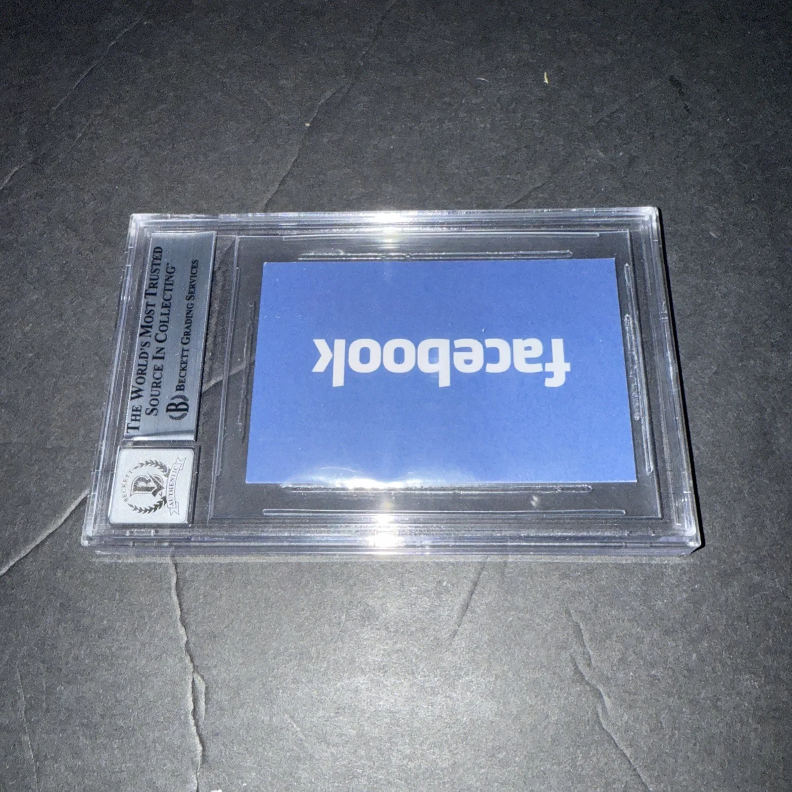 Jesse Eisenberg Signed Social Network Business Card 10 Slab Beckett BAS E, image 2