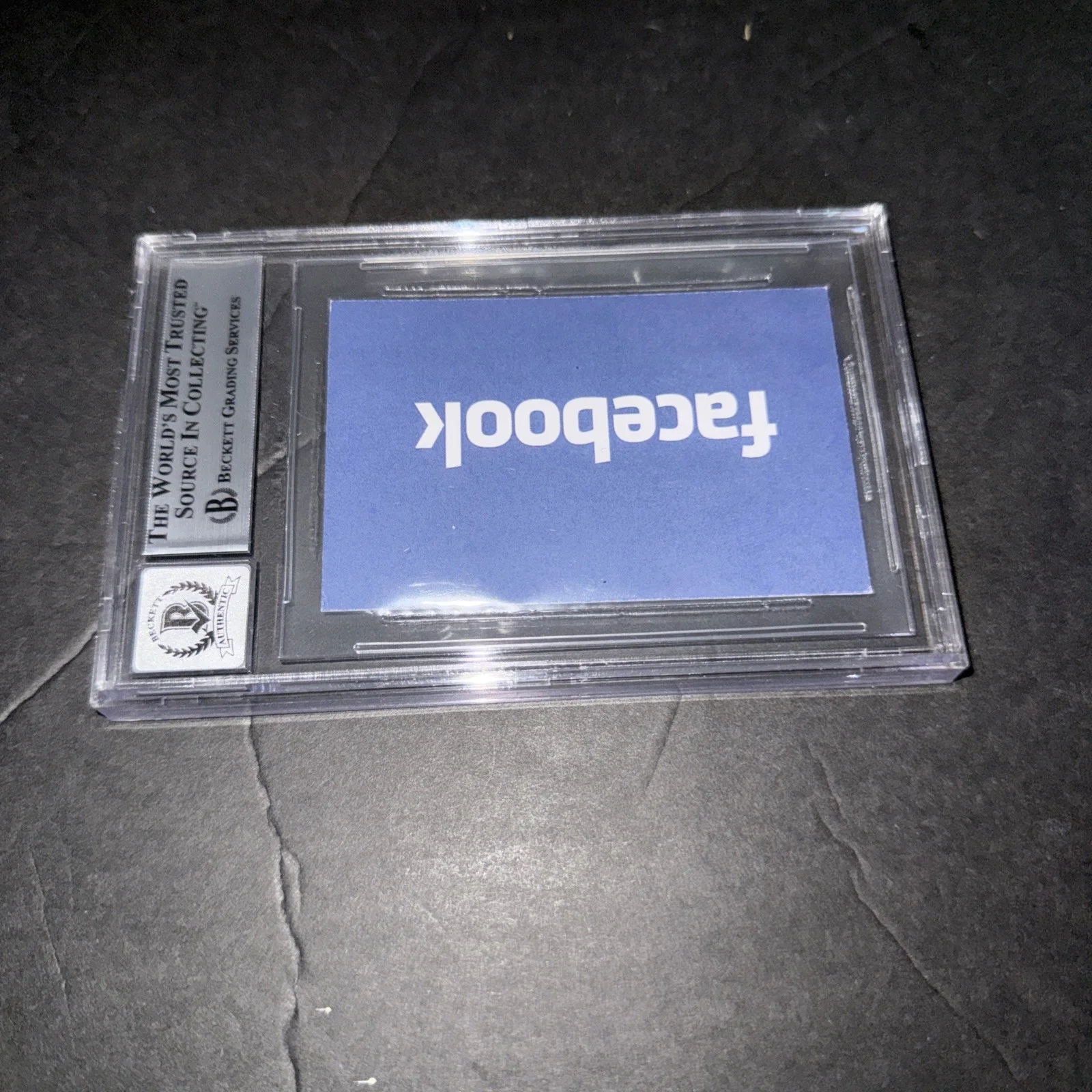 Jesse Eisenberg Signed Social Network Business Card 10 Slab Beckett BAS G, image 2