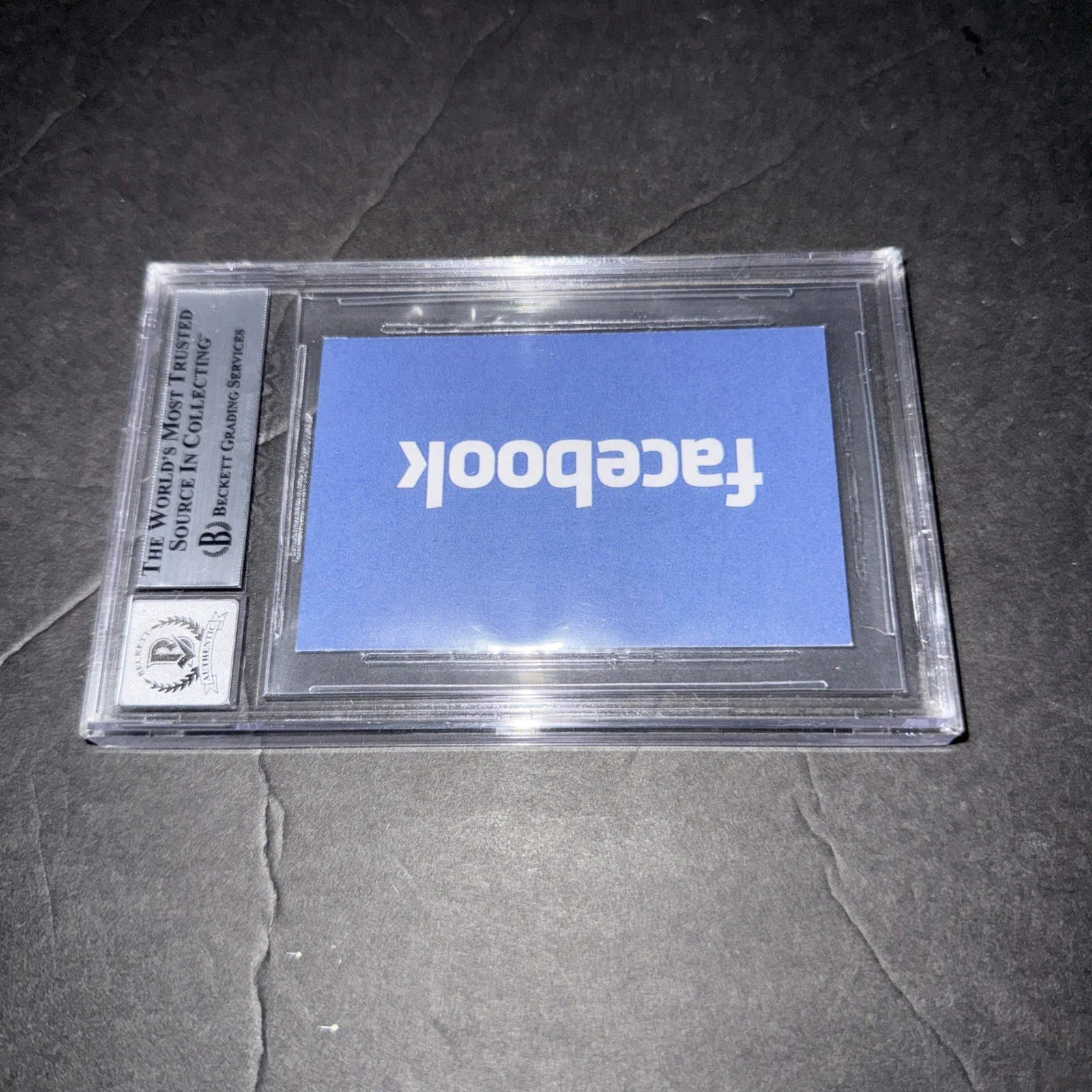 Jesse Eisenberg Signed Social Network Business Card 10 Slab Beckett BAS, image 3