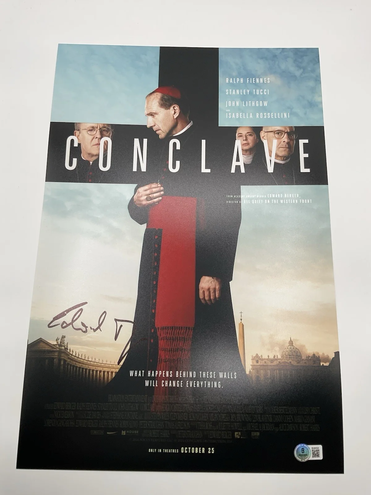 Edward Berger — Edward Berger signed photo Conclave signed 12x18 photo BAS Edward Berger auto