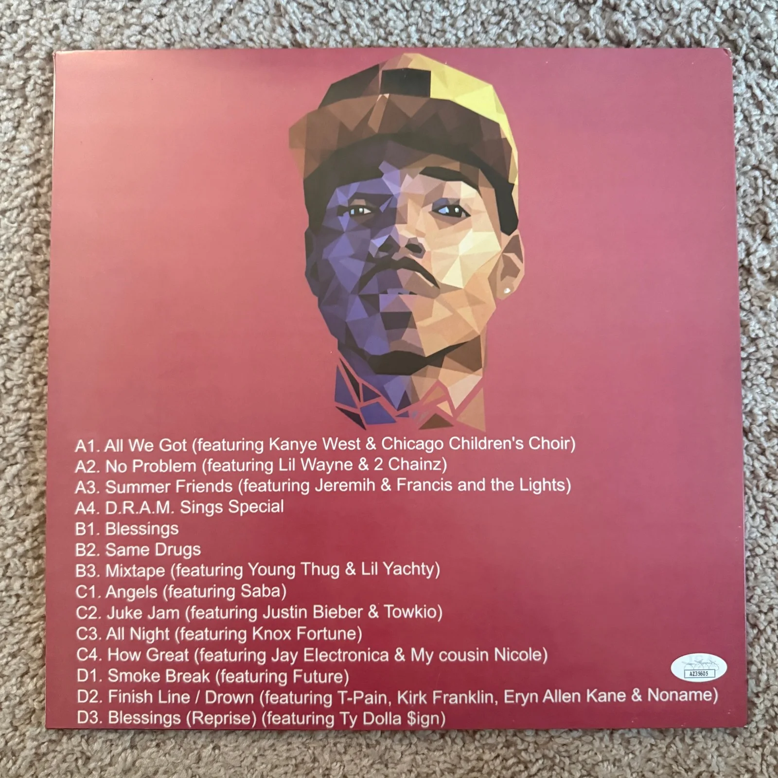 Chance The Rapper signed Vinyl Record Album JSA COA Coloring Book Rap Auto Z2421, изображение 3