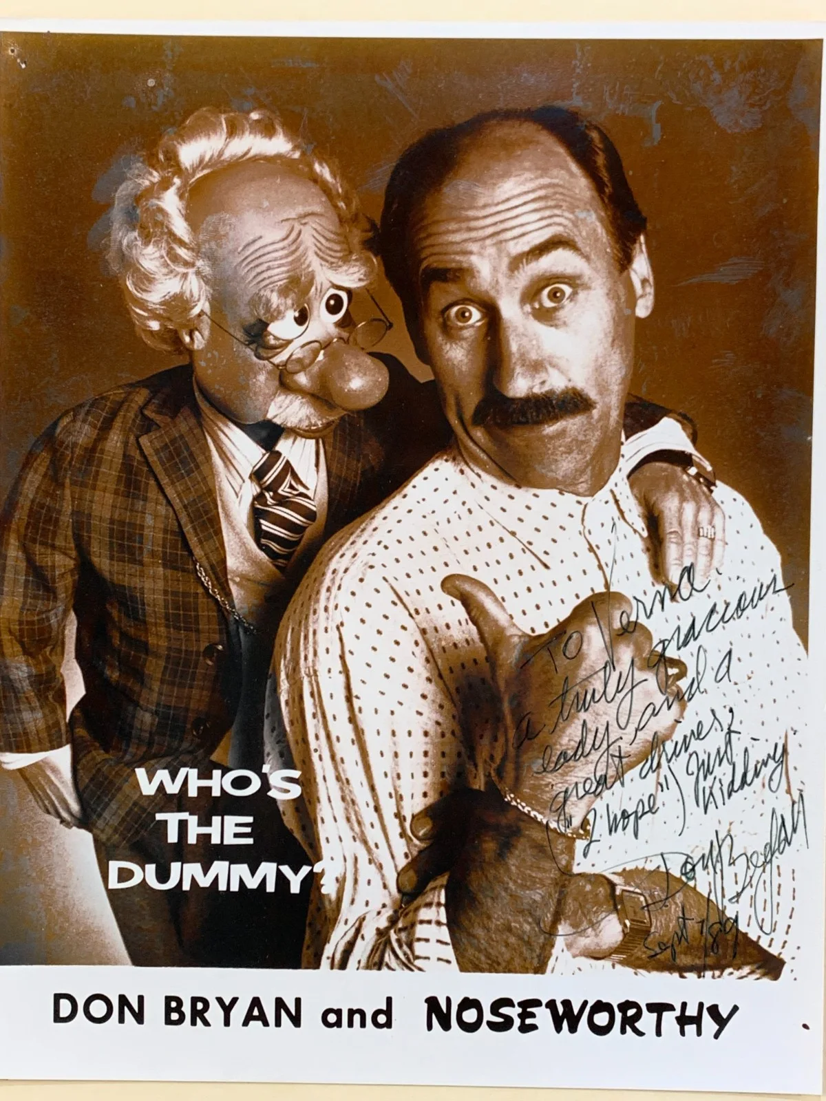 Vintage Canada Don Bryan Noseworthy Puppet Signed Autograph Photo, image 2