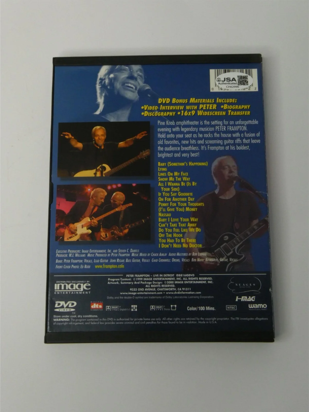 Peter Frampton Signed DVD Cover Live In Detroit Autographed JSA COA, image 3