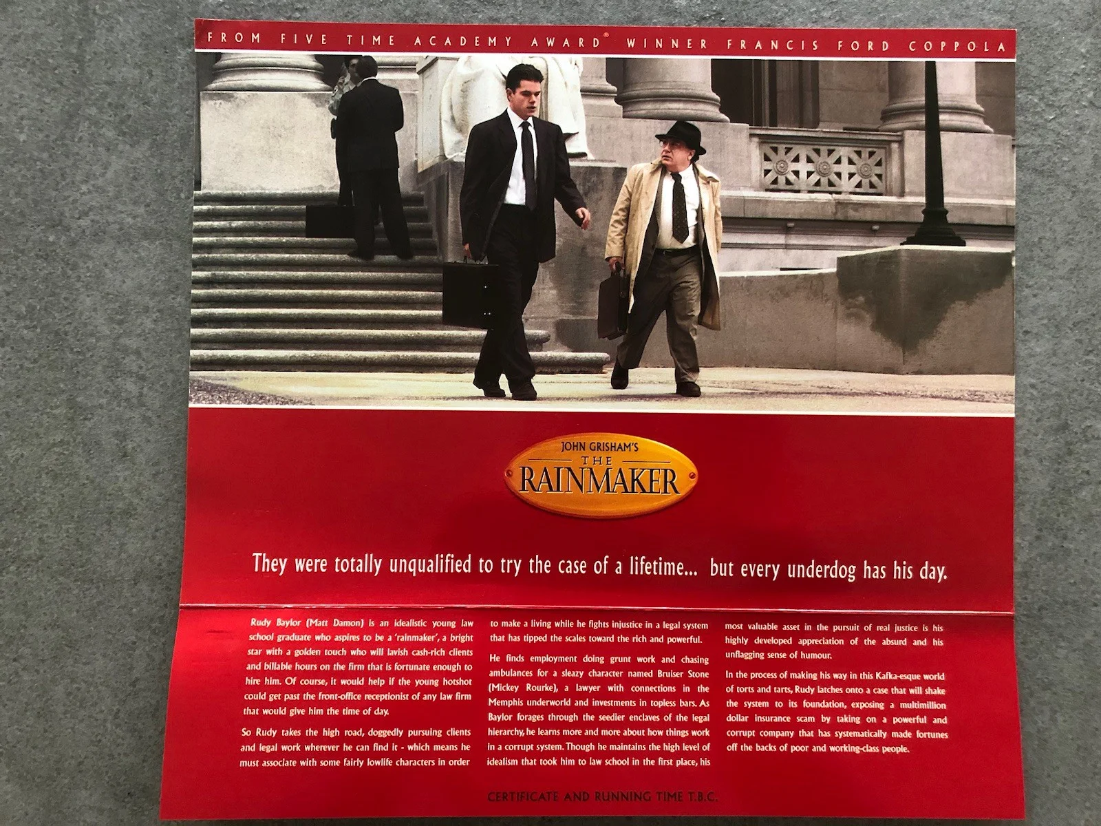 Cinema/Press Pack - John Grisham The Rainmaker - Matt Damon- Movie Collectable, изображение 2