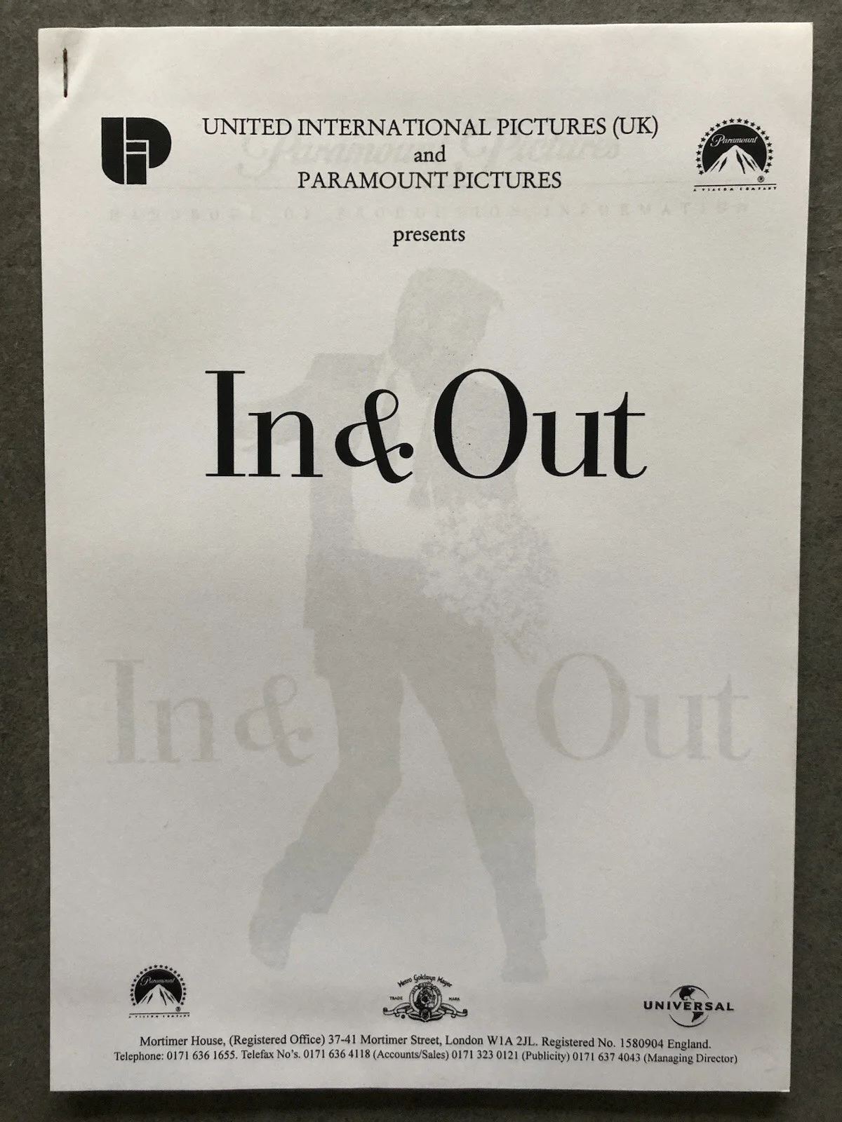 Kevin Kline - In & Out - Press/Cinema Pack - Movie Collectable, изображение 3