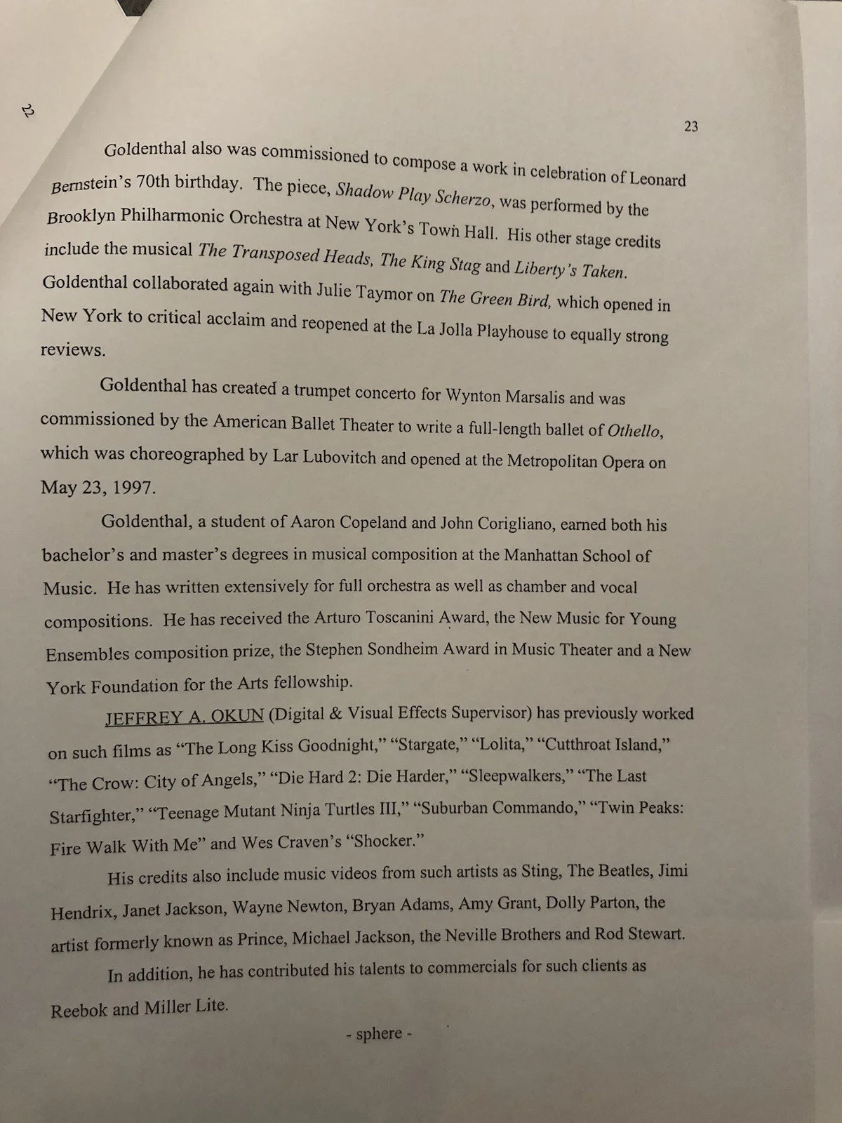 Cinema/Press Pack - “Sphere” Starring Dustin Hoffman & Sharon Stone Movie Collec, image 4
