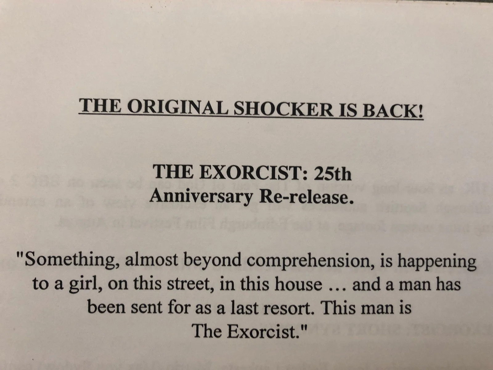 Cinema/Press Pack “The Exorcist” - 25th Anniversary 1998 Movie Collectable, image 5