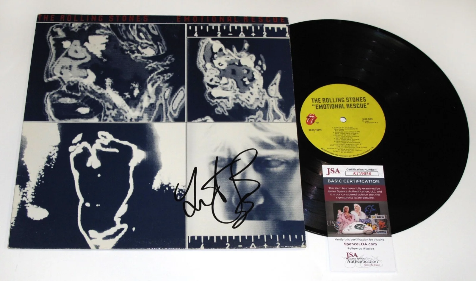 CHALIE WATTS — Charlie Watts signed ROLLING STONES "EMOTIONAL RESCUE" Vinyl Album EXT PROOF JSA, image 5
