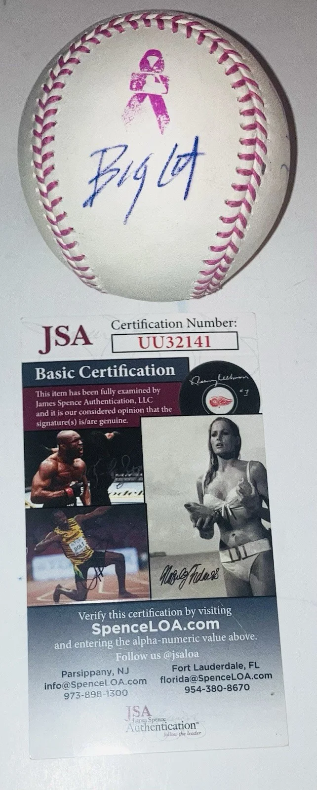 DAVE PORTNOY & BIG CAT BARSTOOL SIGNED AUTOGRAPHED PINK MLB BASEBALL JSA COA WOW, изображение 2