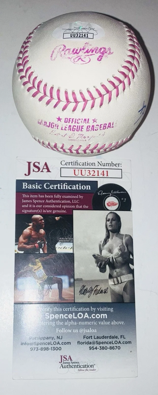 DAVE PORTNOY & BIG CAT BARSTOOL SIGNED AUTOGRAPHED PINK MLB BASEBALL JSA COA WOW, изображение 3