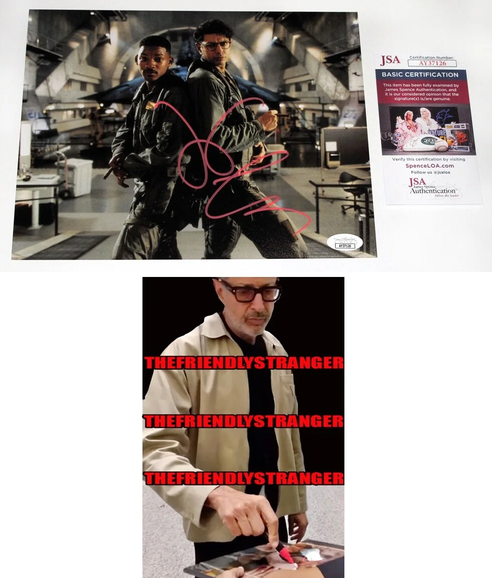 Jeff Goldblum — Jeff Goldblum signed "INDEPENDENCE DAY" 8x10 Photo PROOF Jurassic Park JSA COA
