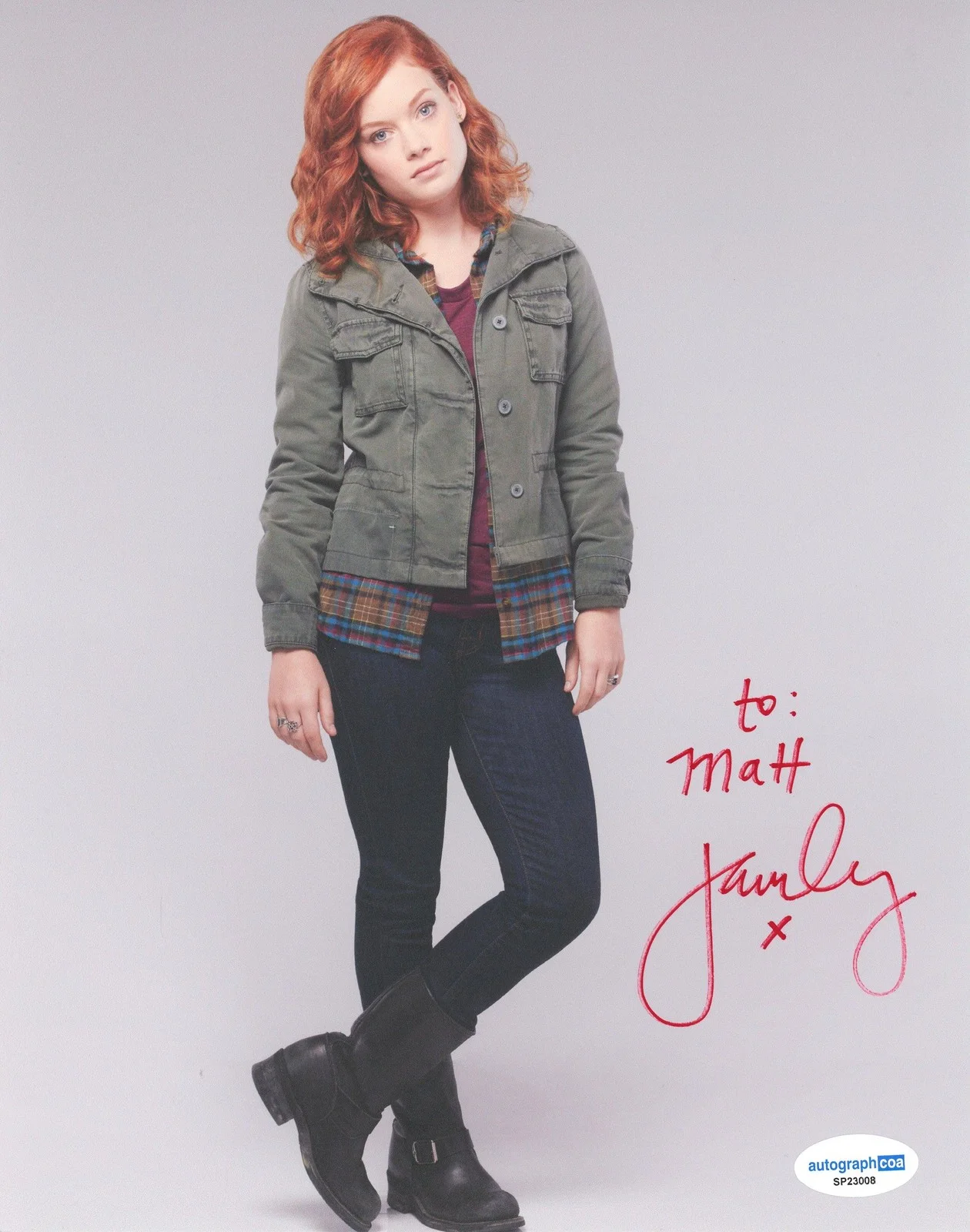 Jane Levy — Jane Levy "Suburgatory" AUTOGRAPH Signed 'Tessa' 8x10 Photo 'To Matt' C ACOA