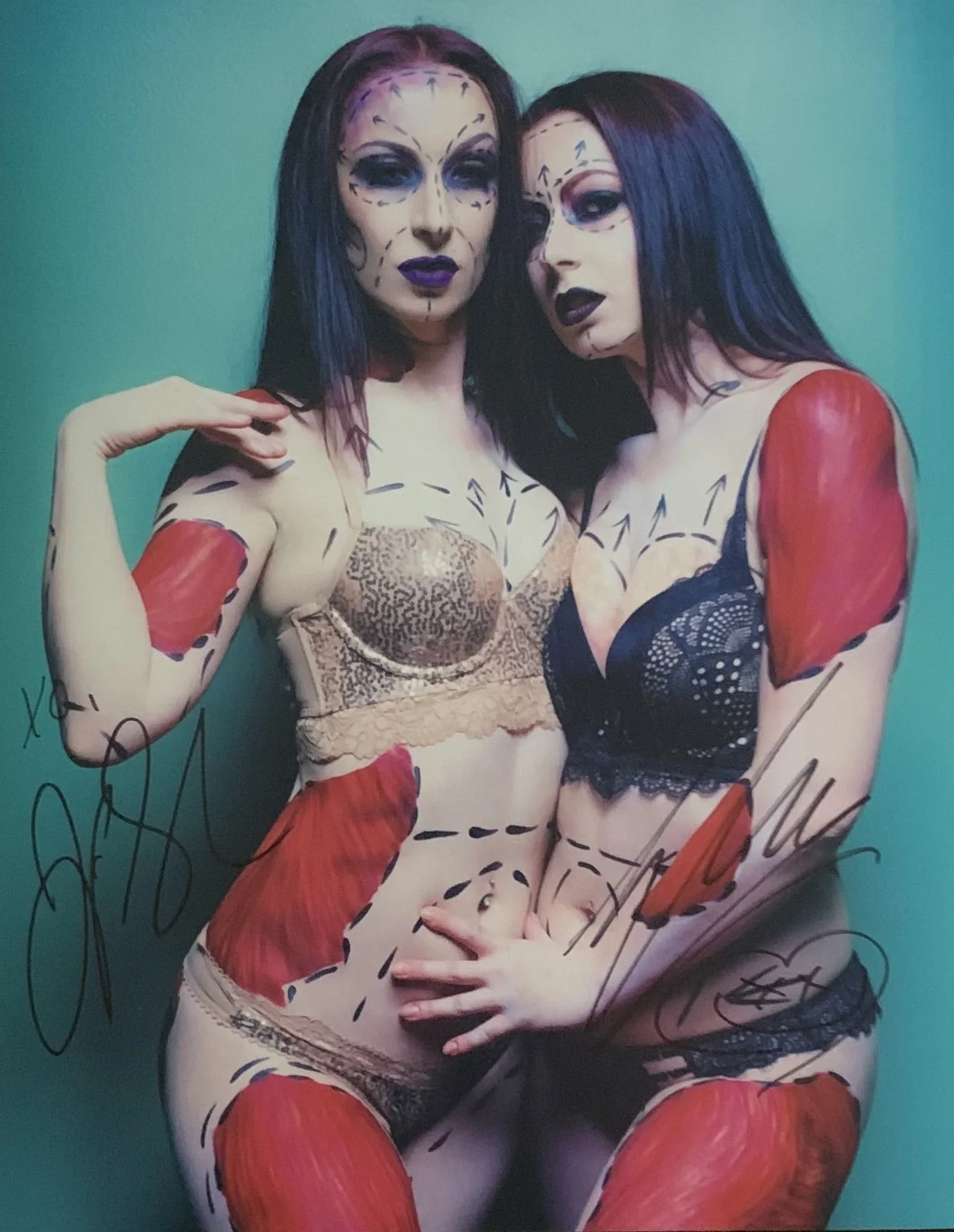 Jen and Sylvia Soska — Soska Sisters SIGNED 8x10 Rare Image American Mary Hellevator Twisted Twins