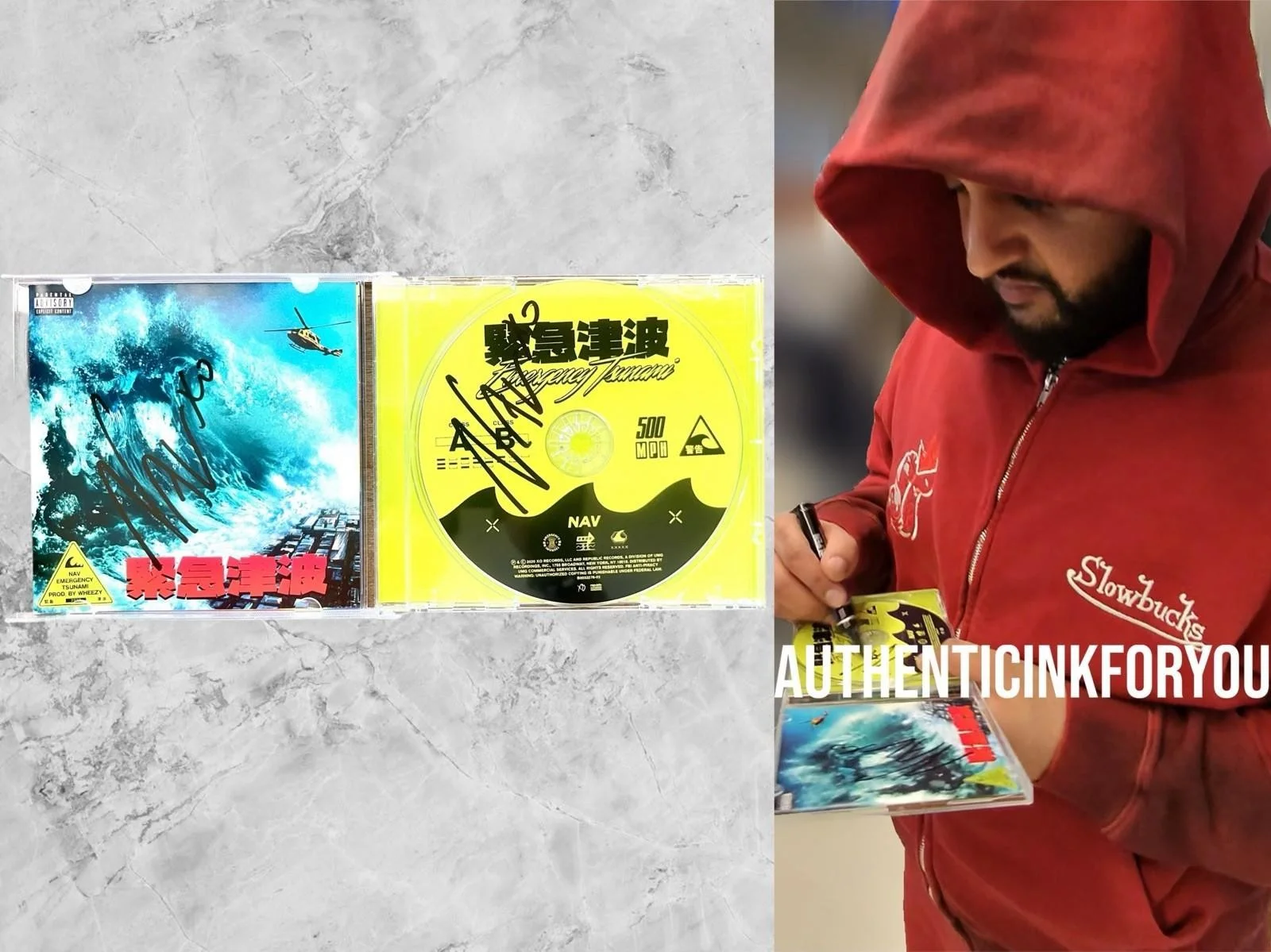 NAV SIGNED TSUNAMI CD & ALBUM W/ EXACT PROOF TRAVIS SCOTT RAP AUTOGRAPH, изображение 5