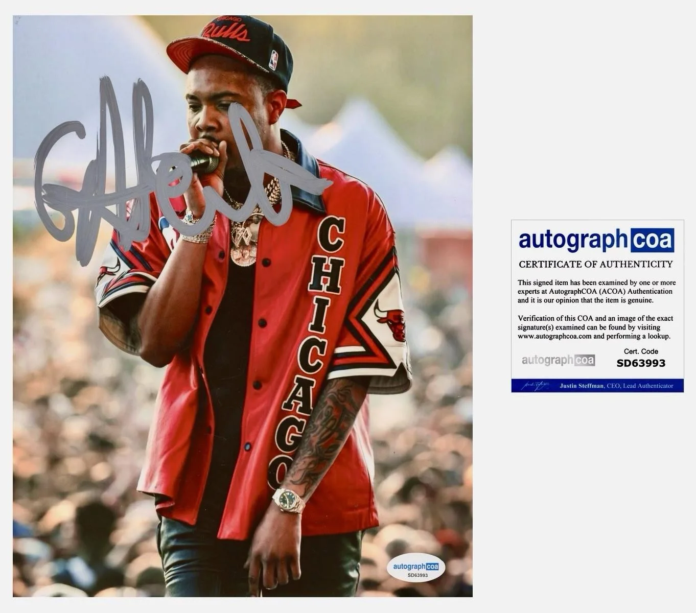 G HERBO SIGNED 8X10 PHOTO CHICAGO BULLS AUTOGRAPH ACOA + PROOF, изображение 2