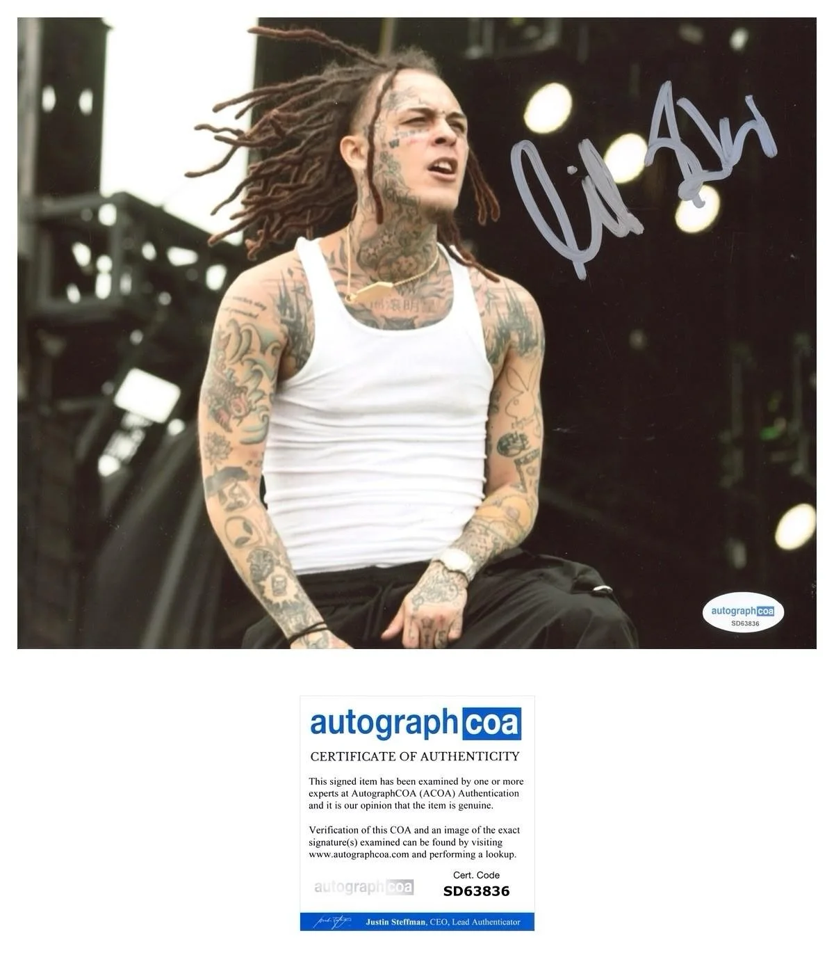 LIL SKIES SIGNED 8X10 PHOTO RAP RED ROSES NOWADAYS - AUTOGRAPH ACOA + PROOF, image 2