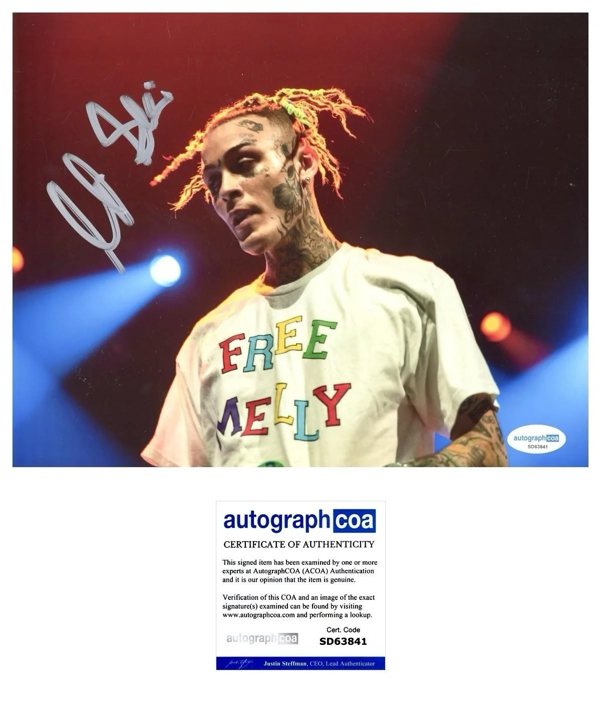 LIL SKIES SIGNED 8X10 PHOTO RAP RED ROSES NOWADAYS - AUTOGRAPH ACOA + PROOF, изображение 2