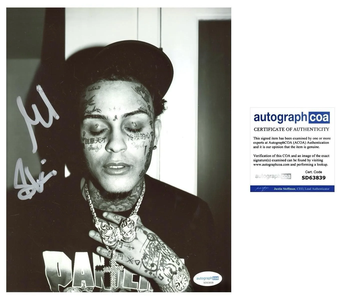 LIL SKIES SIGNED 8X10 PHOTO RAP RED ROSES NOWADAYS - AUTOGRAPH ACOA + PROOF, image 2
