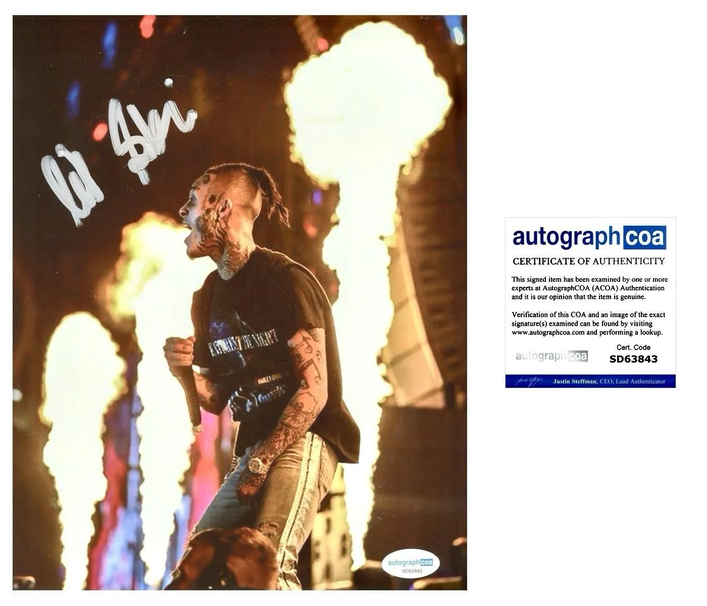 LIL SKIES SIGNED 8X10 PHOTO RAP RED ROSES NOWADAYS - AUTOGRAPH ACOA + PROOF, image 2