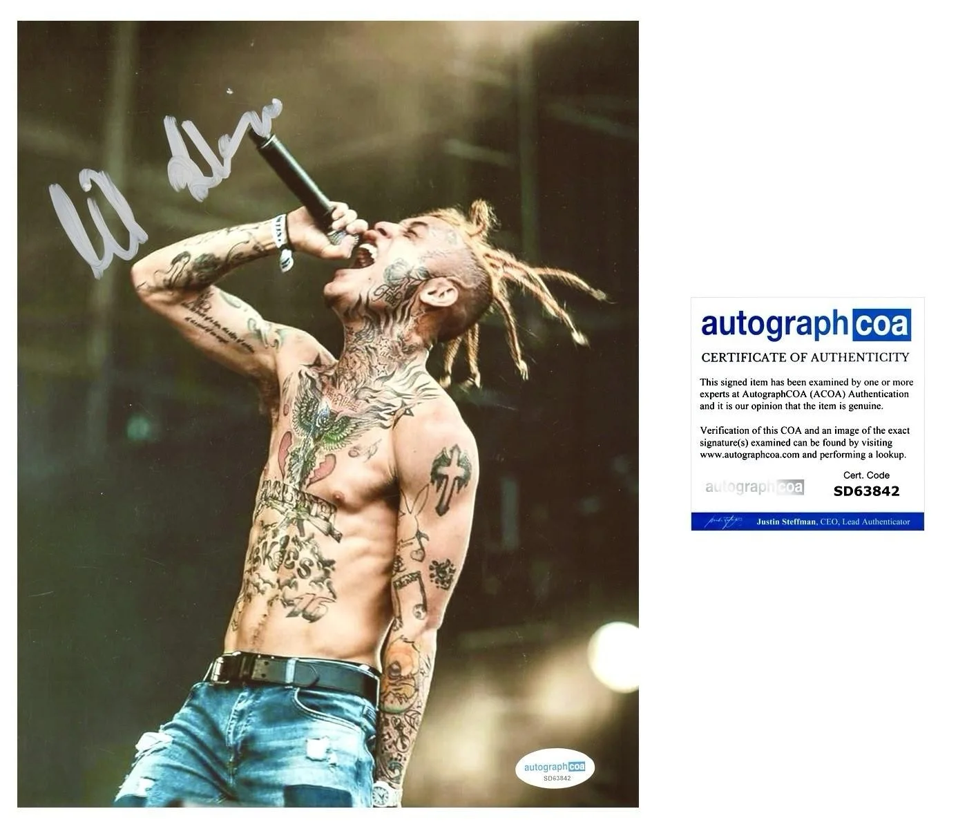 LIL SKIES SIGNED 8X10 PHOTO RAP RED ROSES NOWADAYS - AUTOGRAPH ACOA + PROOF, image 2