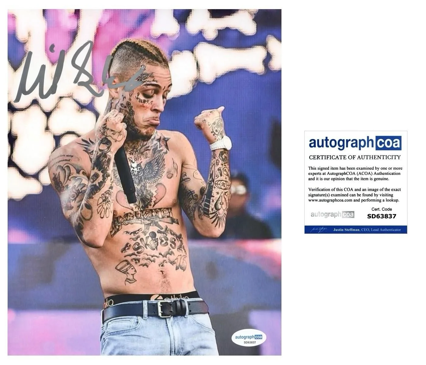 LIL SKIES SIGNED 8X10 PHOTO RAP RED ROSES NOWADAYS - AUTOGRAPH ACOA + PROOF, image 2