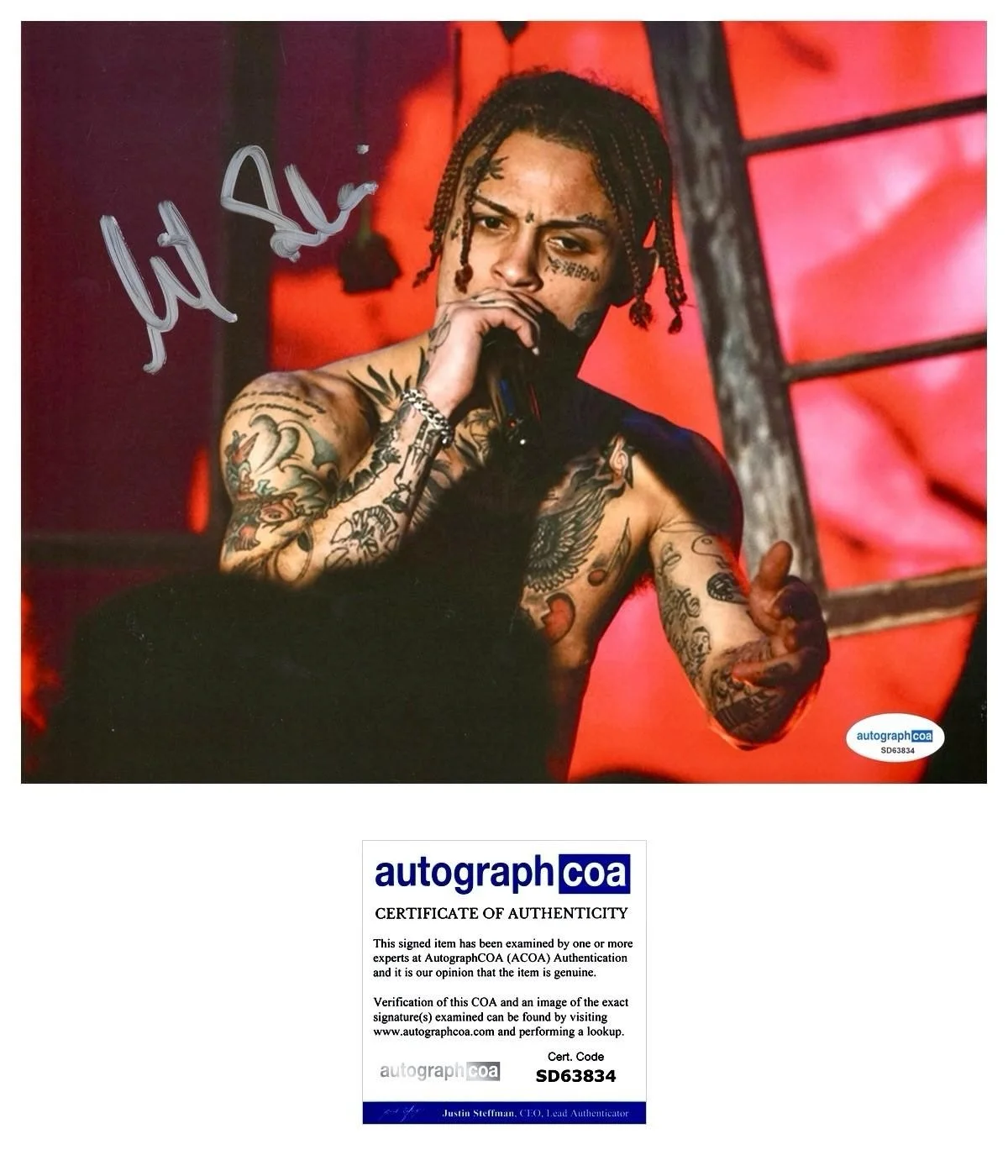 LIL SKIES SIGNED 8X10 PHOTO RAP RED ROSES NOWADAYS - AUTOGRAPH ACOA + PROOF, image 2