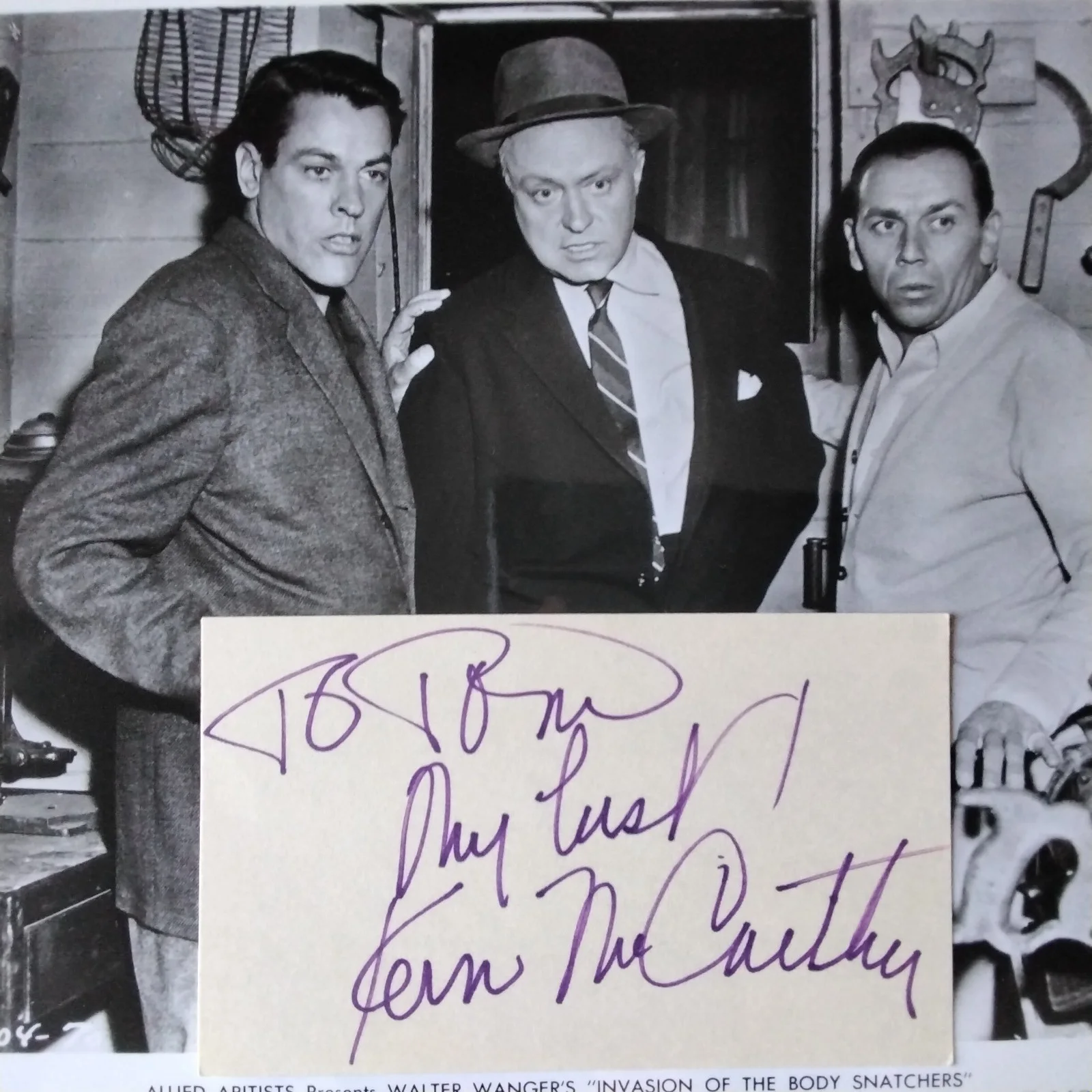 Kevin McCarthy SIGNED Card Photo Movie Actor Invasion of the Body Snatchers Pods, изображение 2