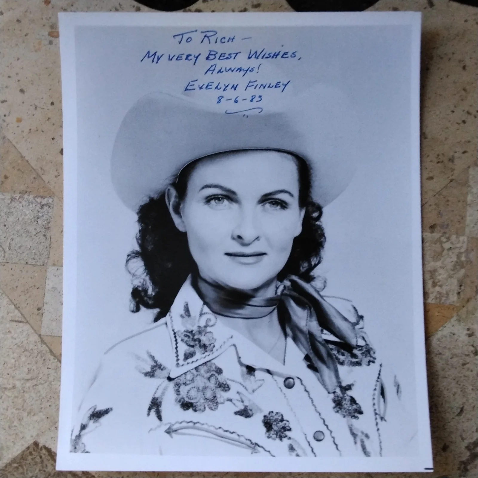 Evelyn Finley Signed 1983 Photo 40s B Film Actress Westerns Trail Riders Cowgirl, изображение 2