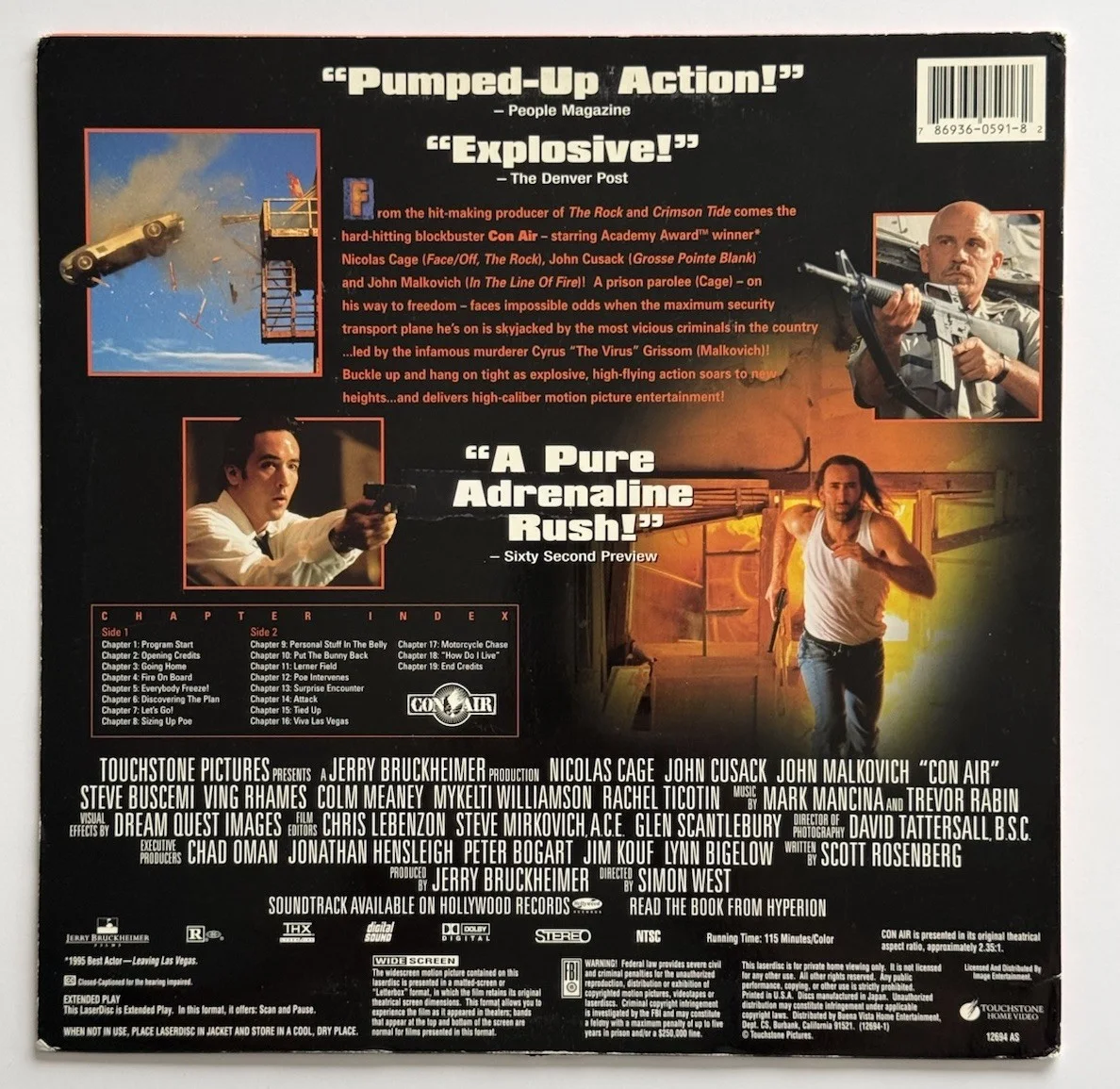 John Malkovich Nic Cage — Con Air Cast Signed Laser Disc John Malkovich And Nic Cage Beckett, изображение 3