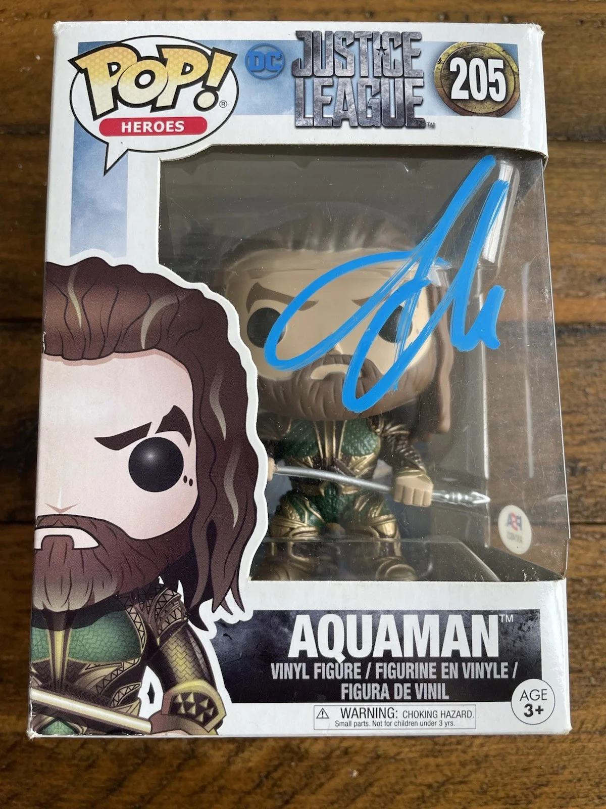 Jason Momoa Signed AUTOGRAPHED Aquaman Funko Pop #205 w/PSA Cert, image 2