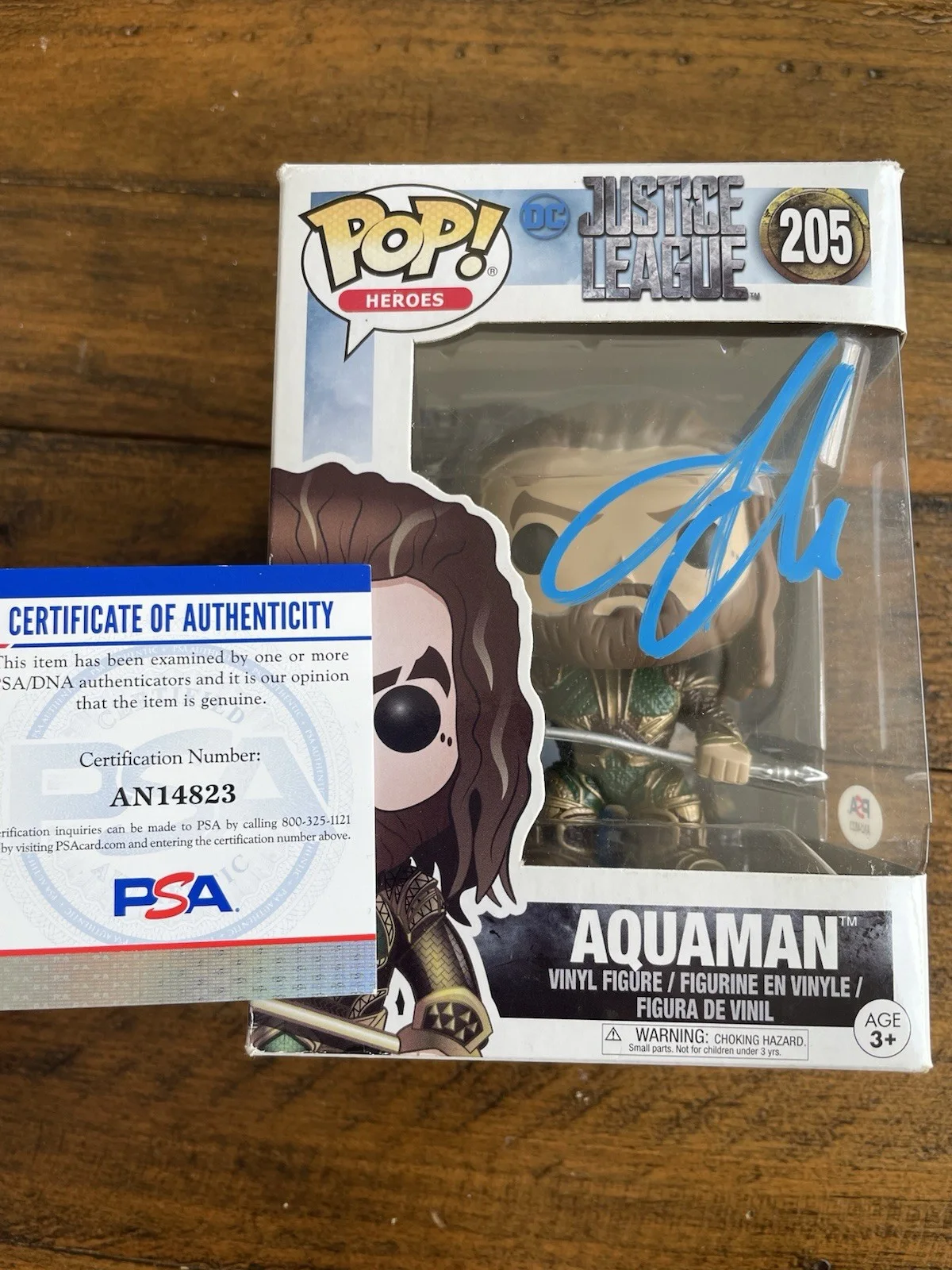 Jason Momoa Signed AUTOGRAPHED Aquaman Funko Pop #205 w/PSA Cert, image 3