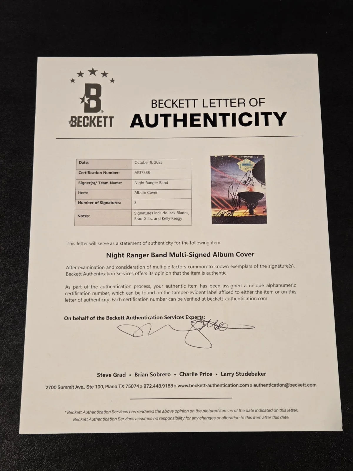 NIGHT RANGER signed autographed "DAWN PATROL" LP VINYL RECORD BECKETT LOA BAS, изображение 5