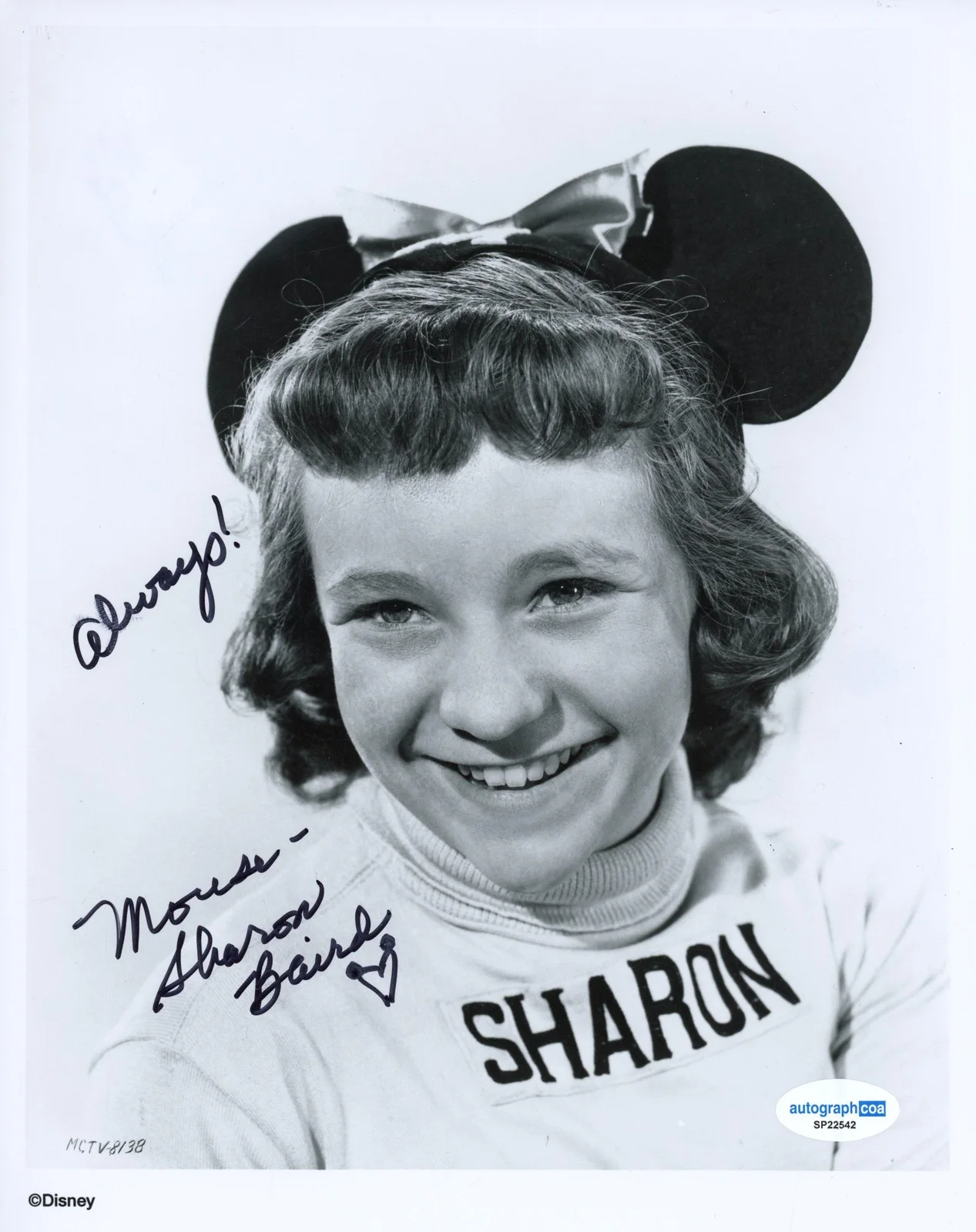 Sharon Baird — Sharon Baird "Mickey Mouse Club" AUTOGRAPH Signed Mouseketeer 8x10 Photo ACOA