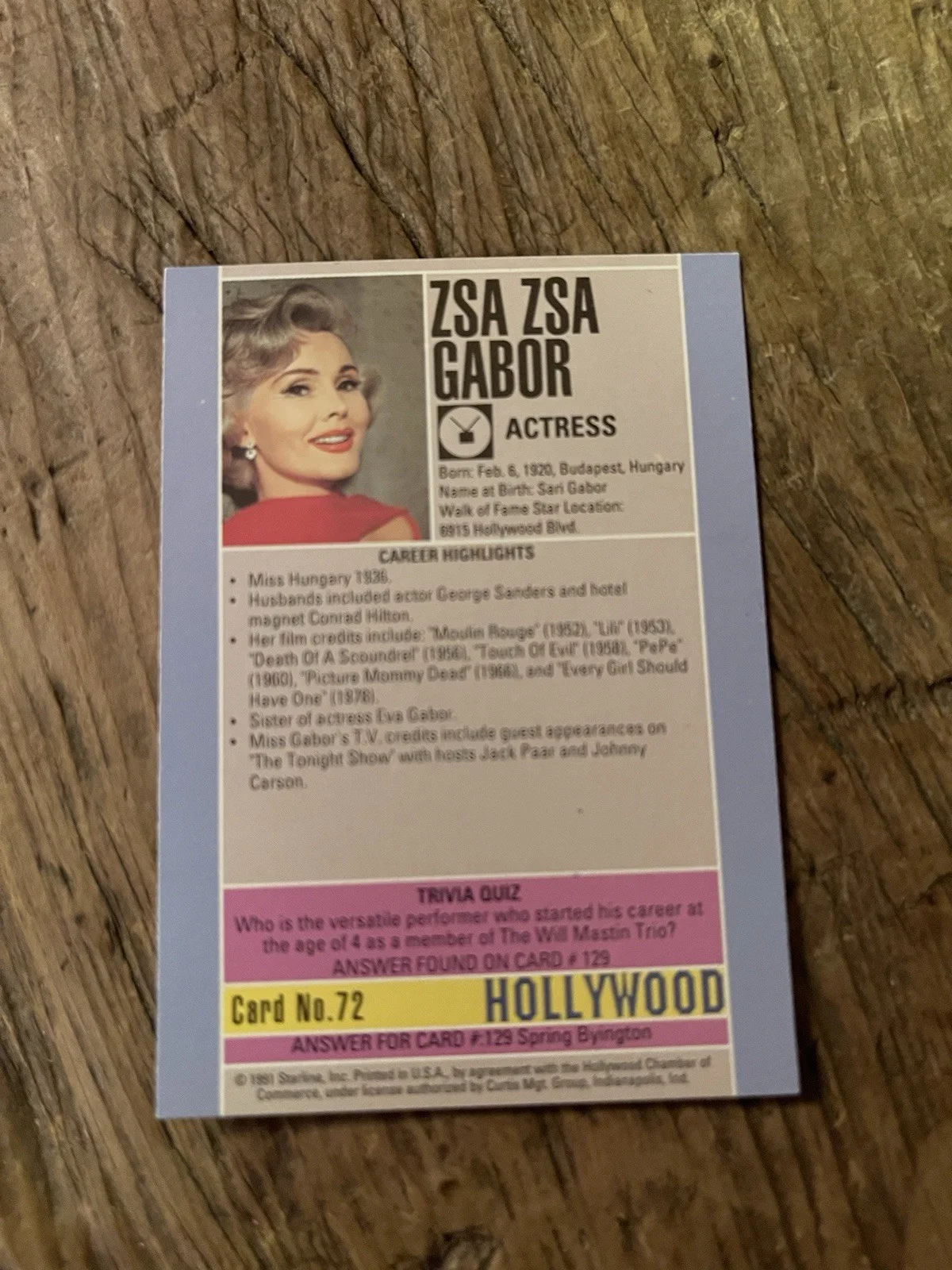 Zsa Zsa Gabor — ZSA ZSA GABOR (1917-2016) Hand signed 3x5 Trading Card, Actress & Socialite, изображение 4