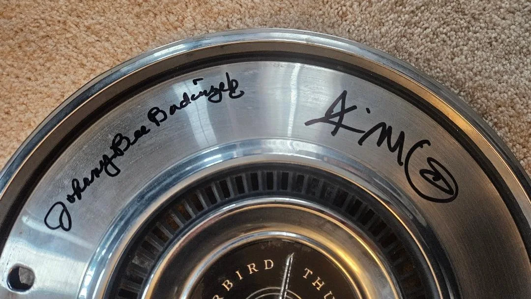 Mitch Ryder Earl Elliott Jim McCarty Johnny Bee Badanjek — DETROIT WHEELS AND MITCH RYDER SIGNED HUBCAP 4 AUTOS RARE BECKETT LOA AE44921, image 3
