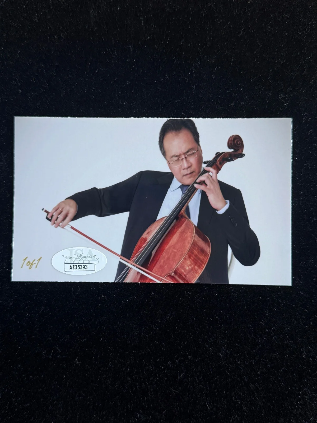 Yo Yo Ma signed 3x5 Custom Card Cut JSA COA Rare Music Auto Z2410, изображение 2