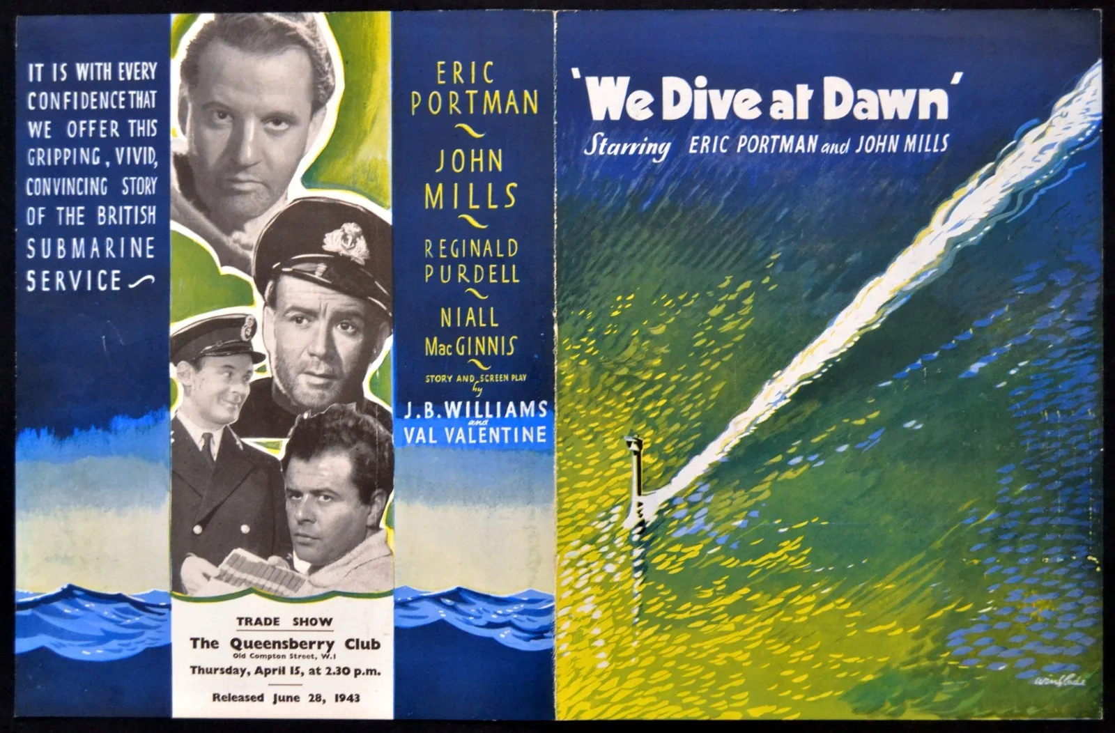 WE DIVE AT DAWN 1943 John Mills, Eric Portman, Reginald Pirdell TRADE ADVERT, изображение 2