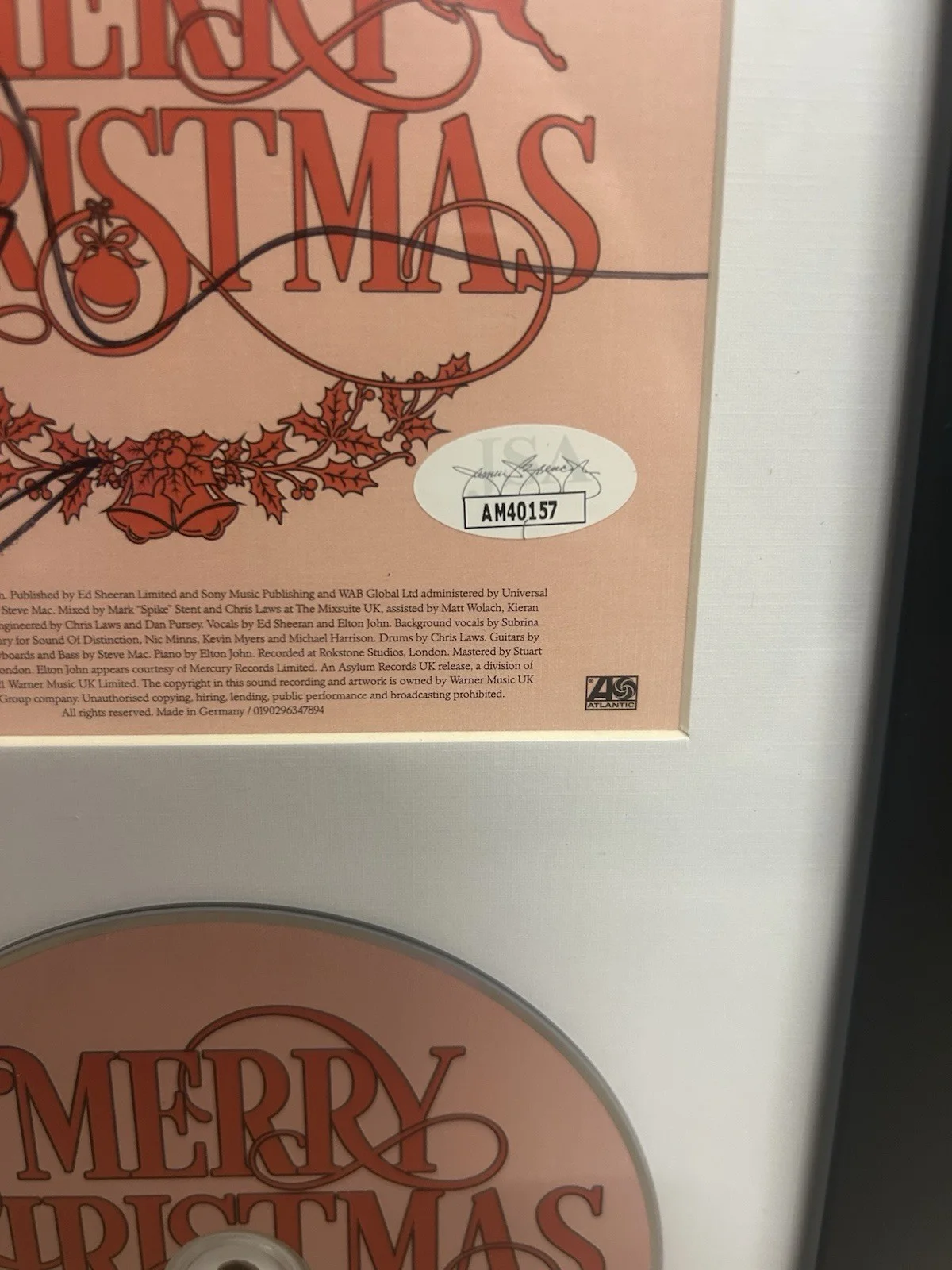 Ed Sheeran Singer Songwriter Signed Autograph Christmas Music CD Framed JSA COA, изображение 3